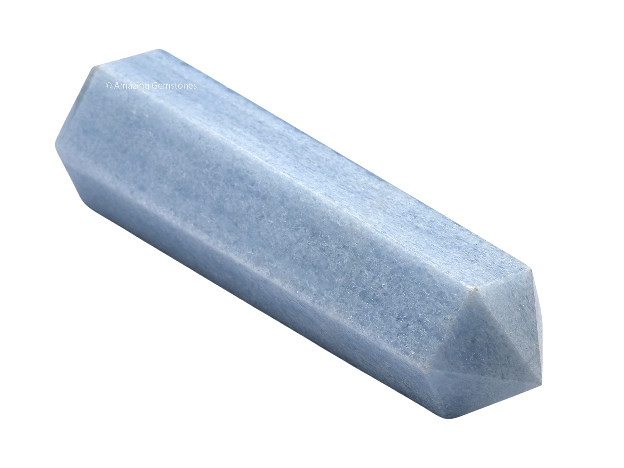 Amazing Gemstone – Obélisque cristal bleu calcite celestite – amplification d'énergie et concentration des intentions.
