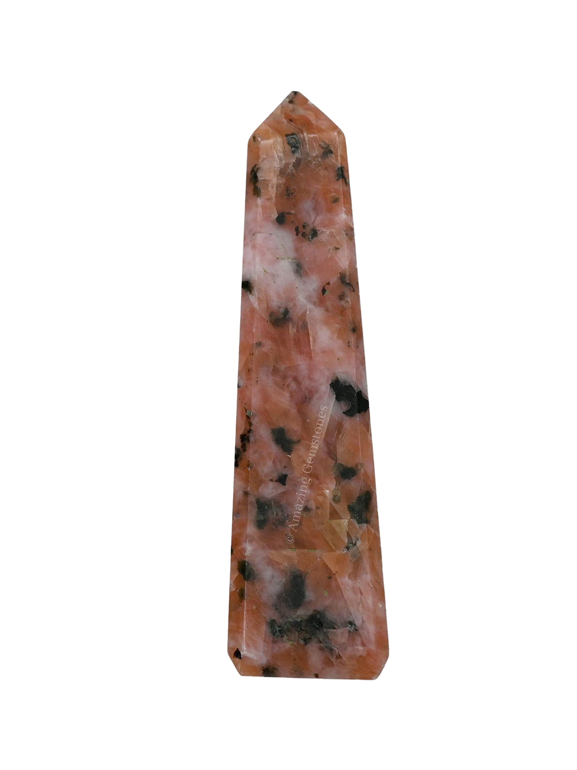 Amazing Gemstone Obélisque Calcite Rose, amplifie l'énergie et favorise l'équilibre mental et émotionnel.
