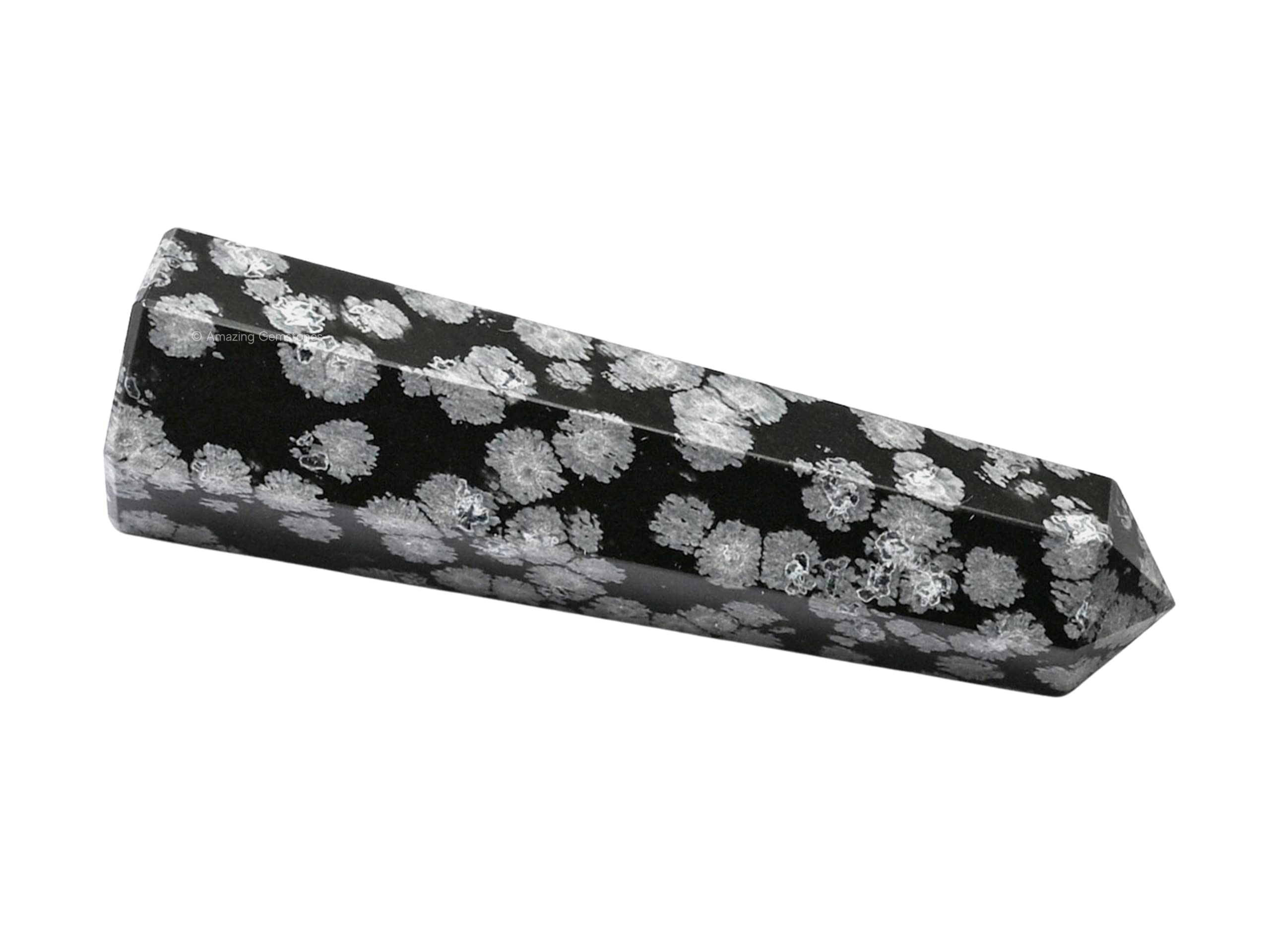 Amazing Gemstone Obélisque Cristal Obsidienne Neige – équilibre mental et émotionnel.