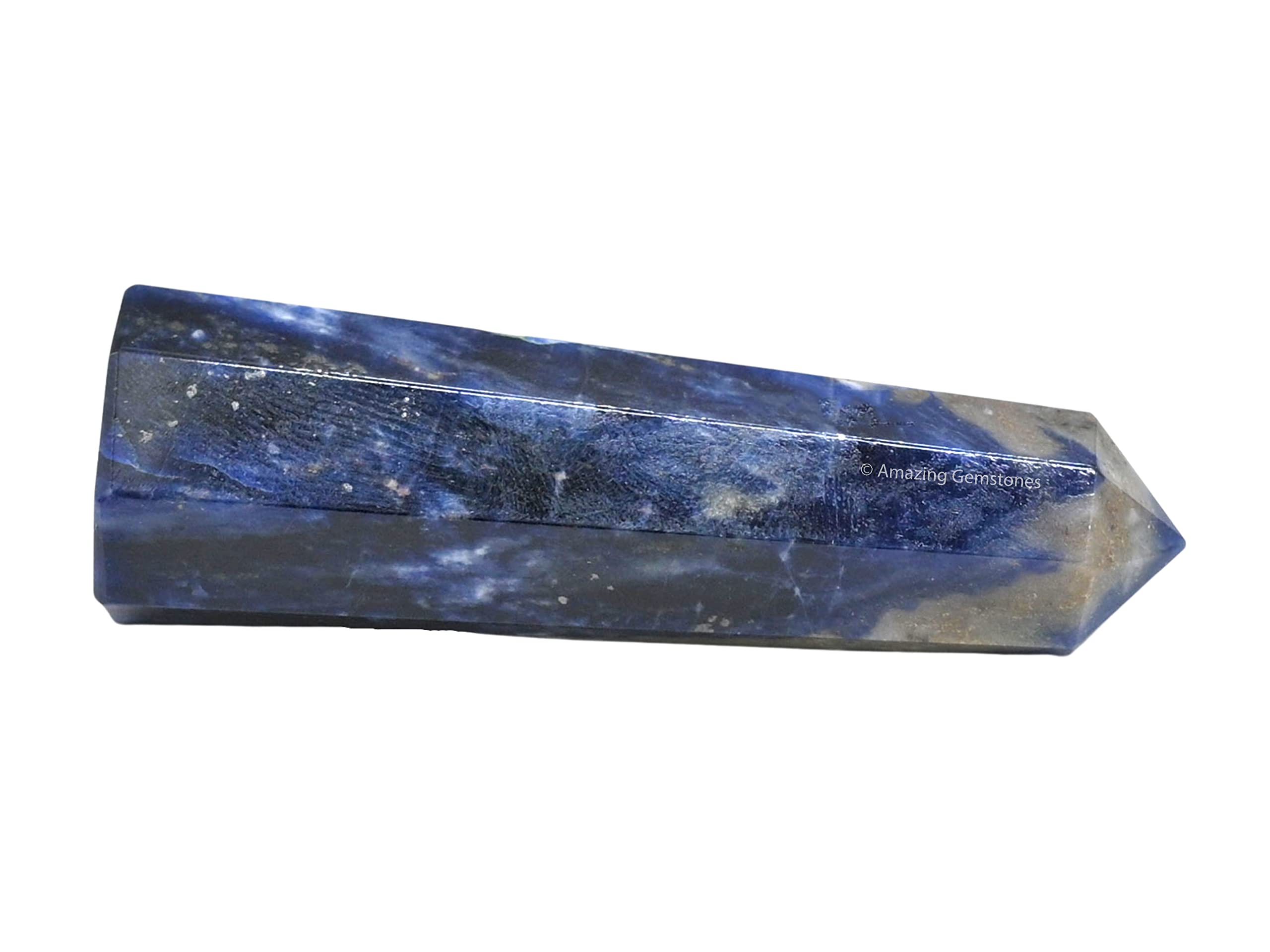 Amazing Gemstone Sodalite Obelisque cristal sodalite: concentre l'énergie et équilibre l'environnement.