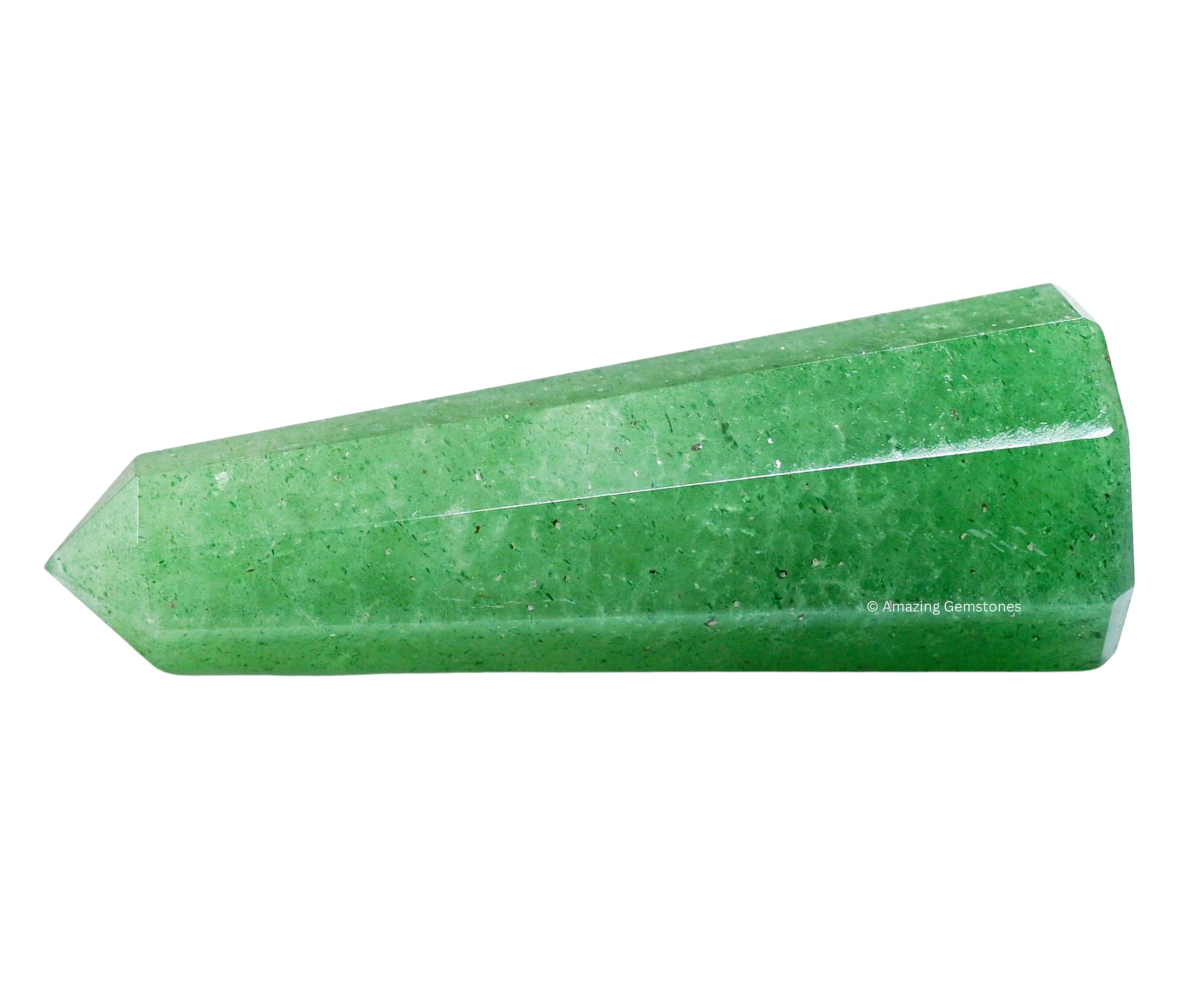 Amazing Gemstone obélisque cristal vert fraise : amplification d'énergie pour l'équilibre.