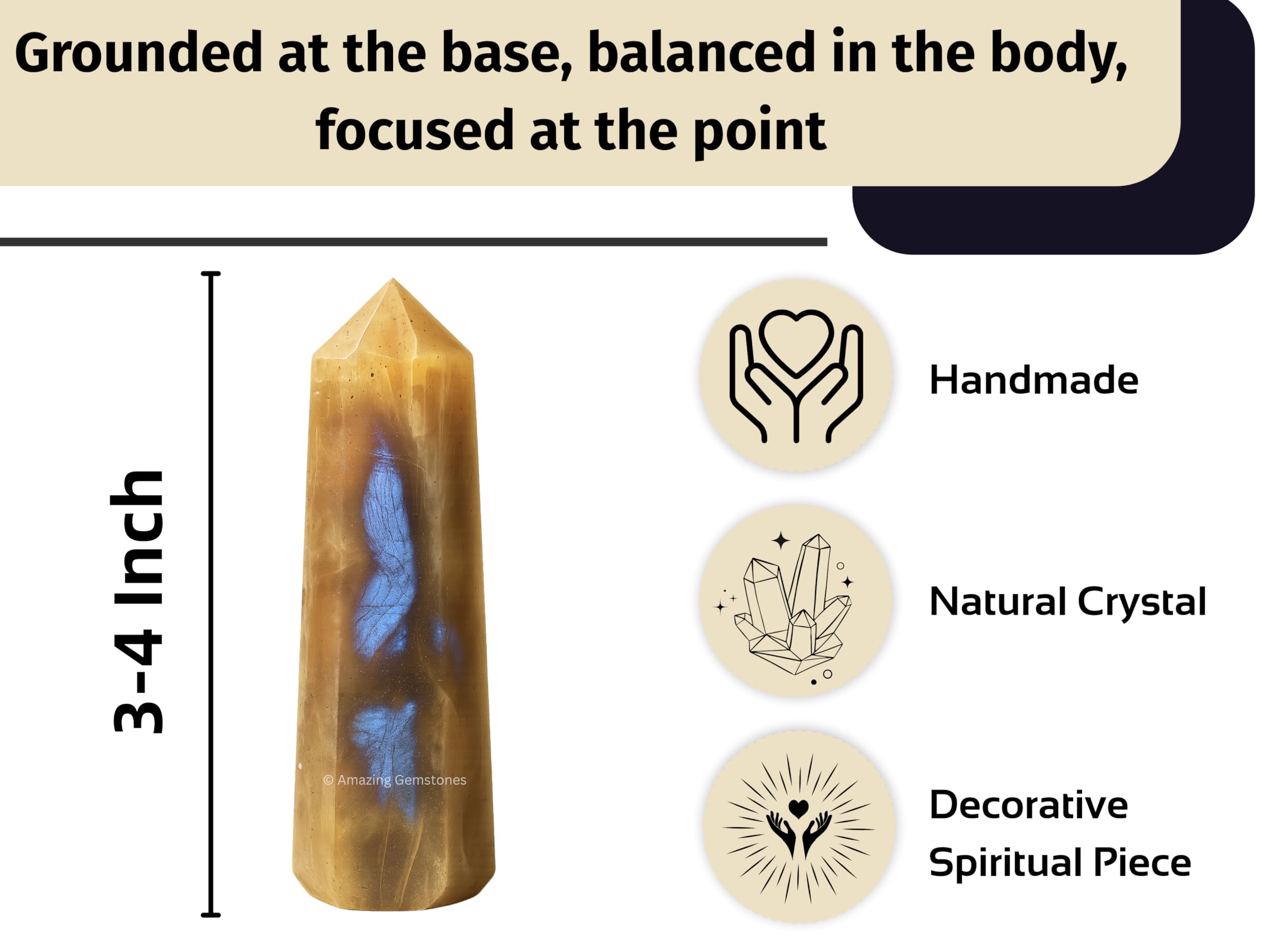 Amazing Gemstone obelisque-energie: concentre et stimule l'attention au travail.