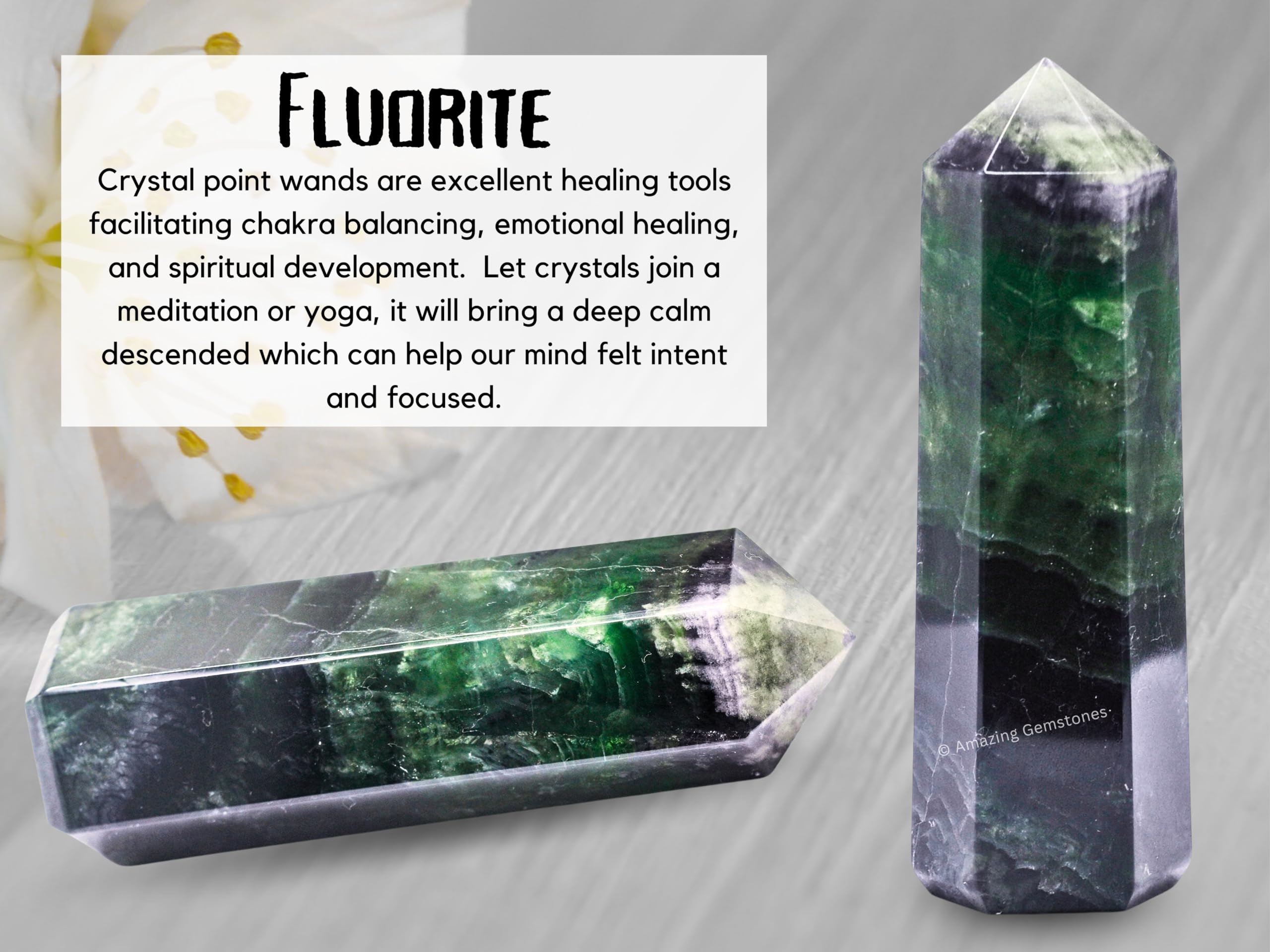Amazing Gemstone Obélisque fluorite équilibre mental : soutien à l’équilibre émotionnel.