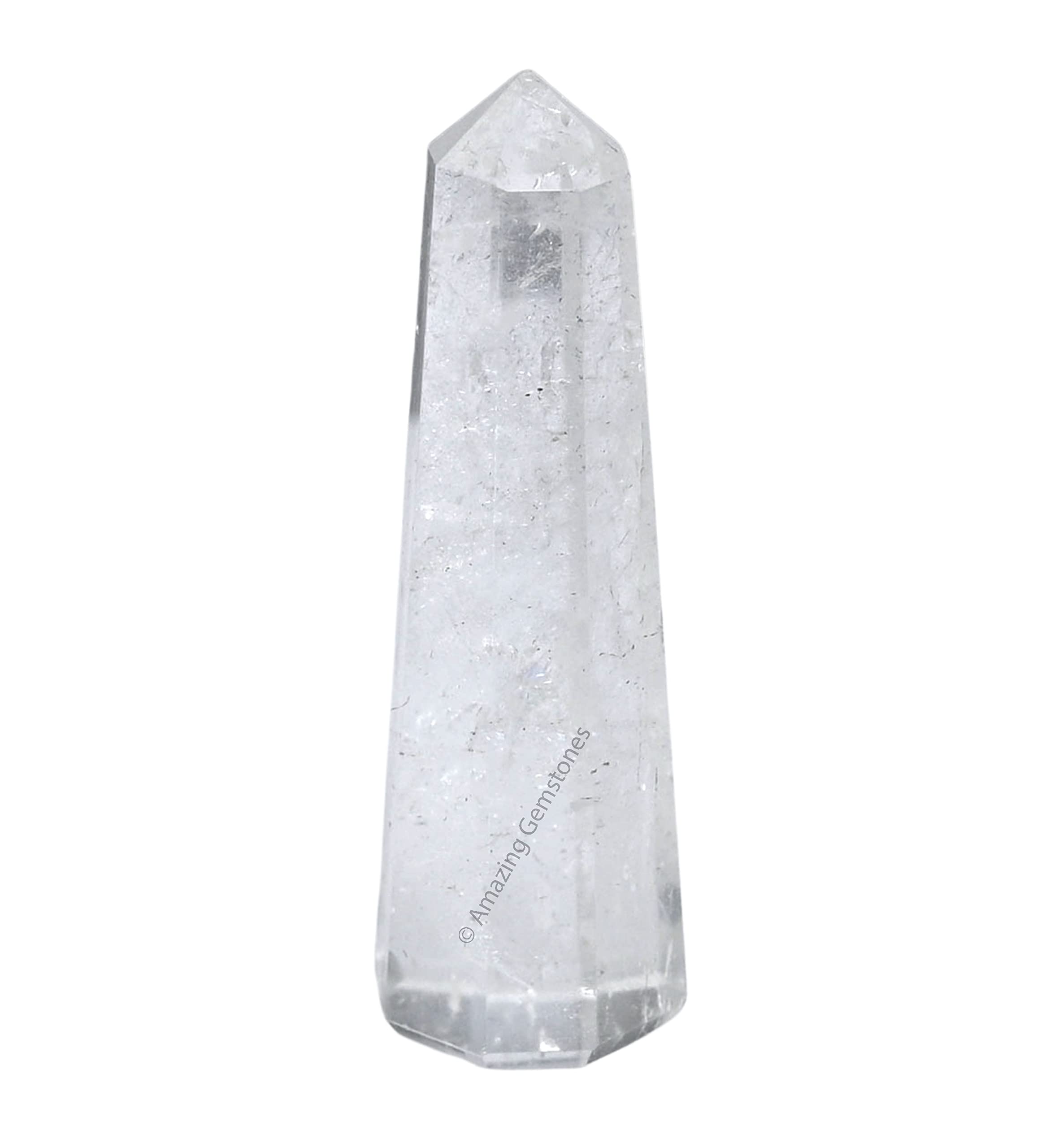 Amazing Gemstone obélisque quartz clair amplifiant l'énergie et favorisant l'équilibre.