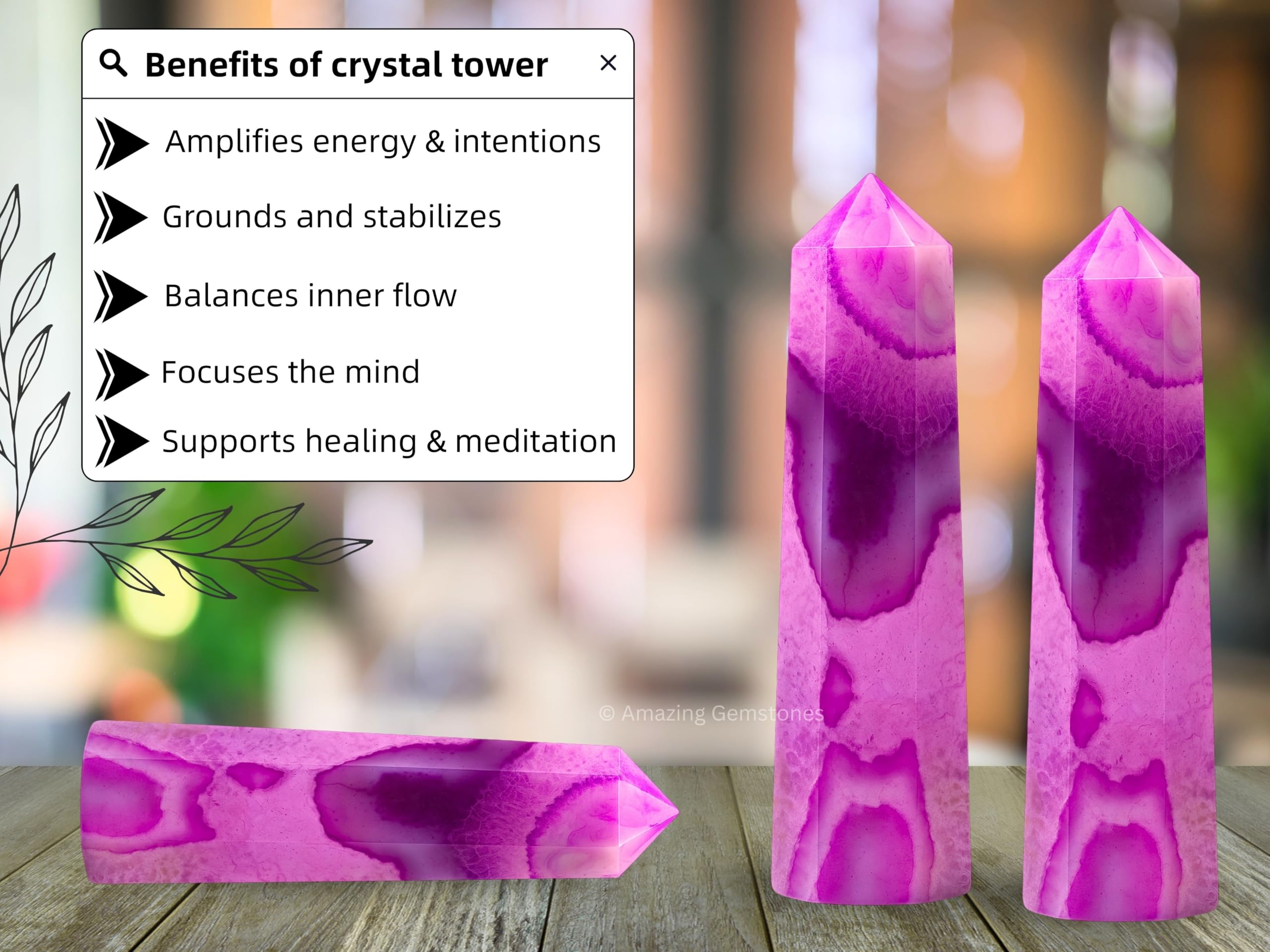 Obélisque rose Amazing Gemstone améliore focalisation et protection dans la pièce.