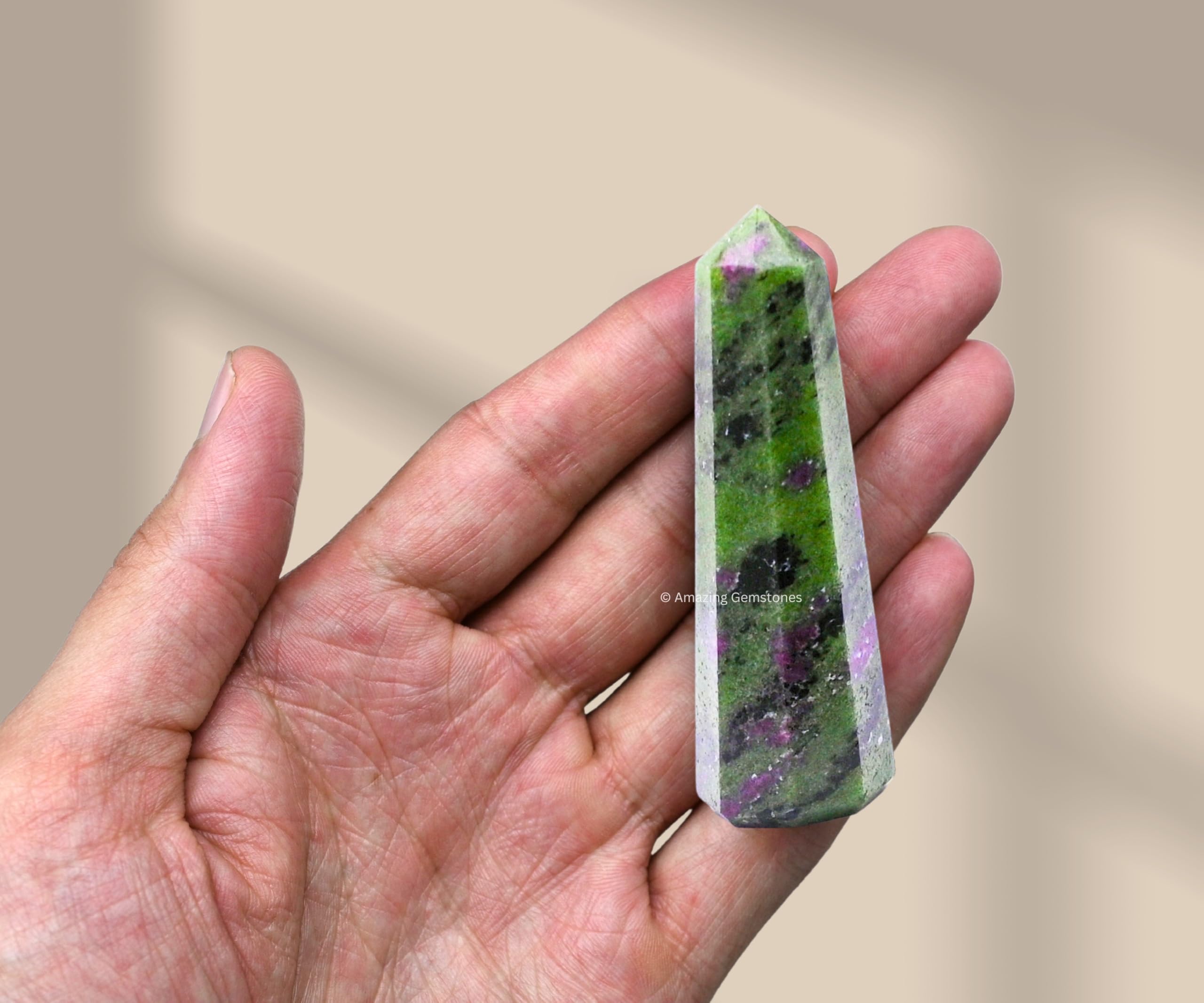 Amazing Gemstone obélisque rubis zoïsite, amplification d'énergie et équilibre