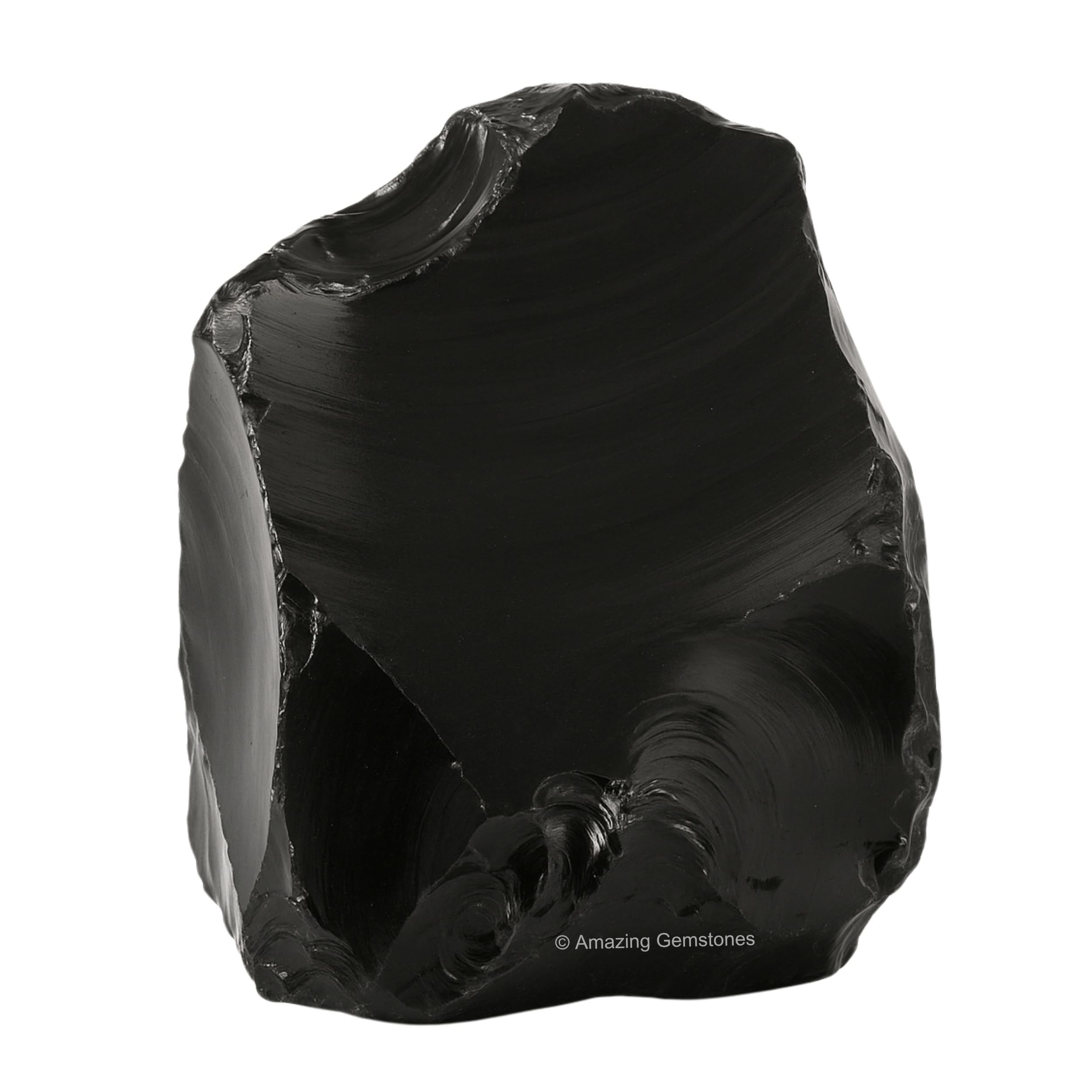Amazing Gemstone obsidienne noire brute, soutien à la méditation et au calme.