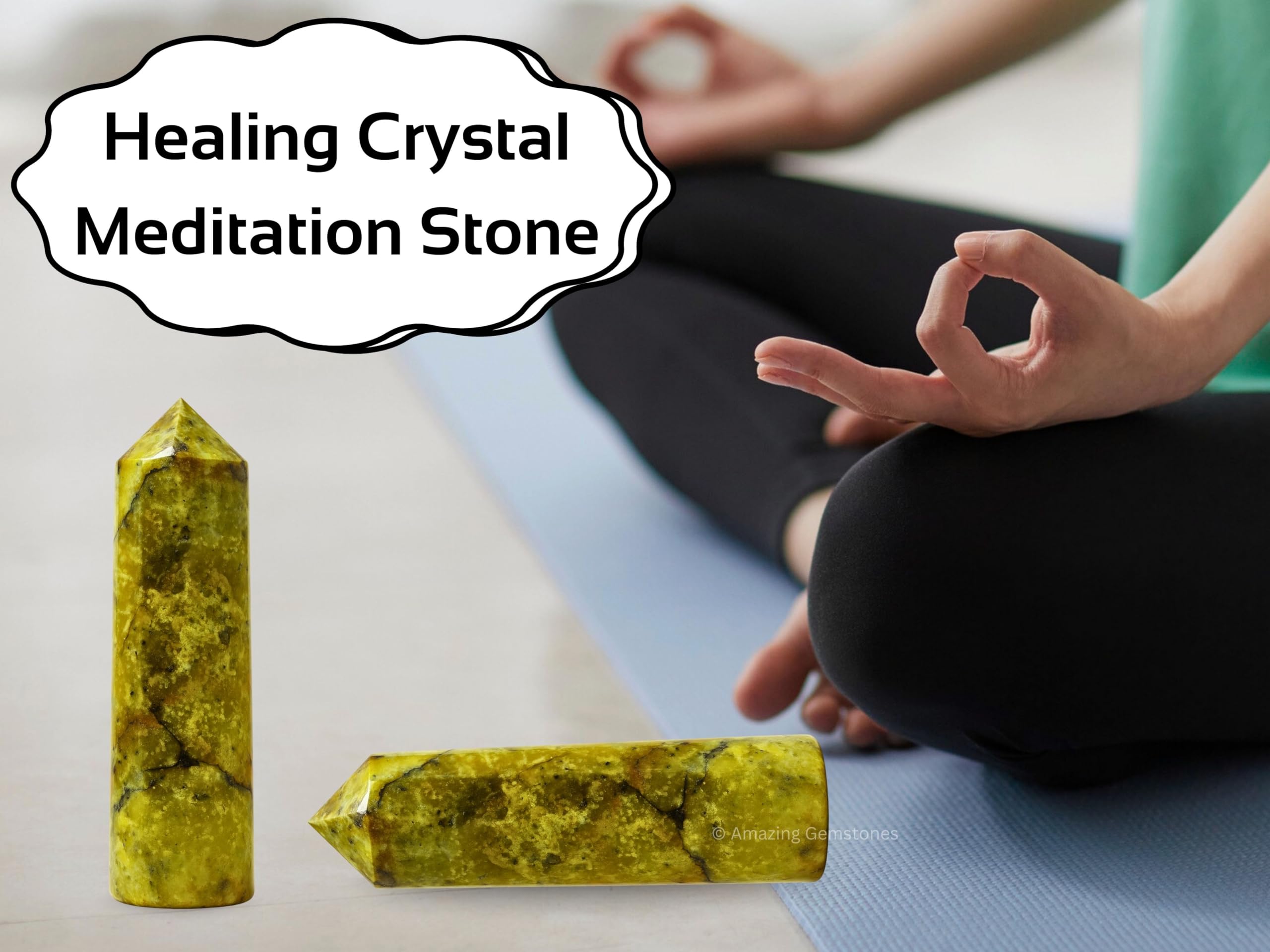 Amazing Gemstone Opale Verte : dimensions 7,5–10 cm pour placement précis.