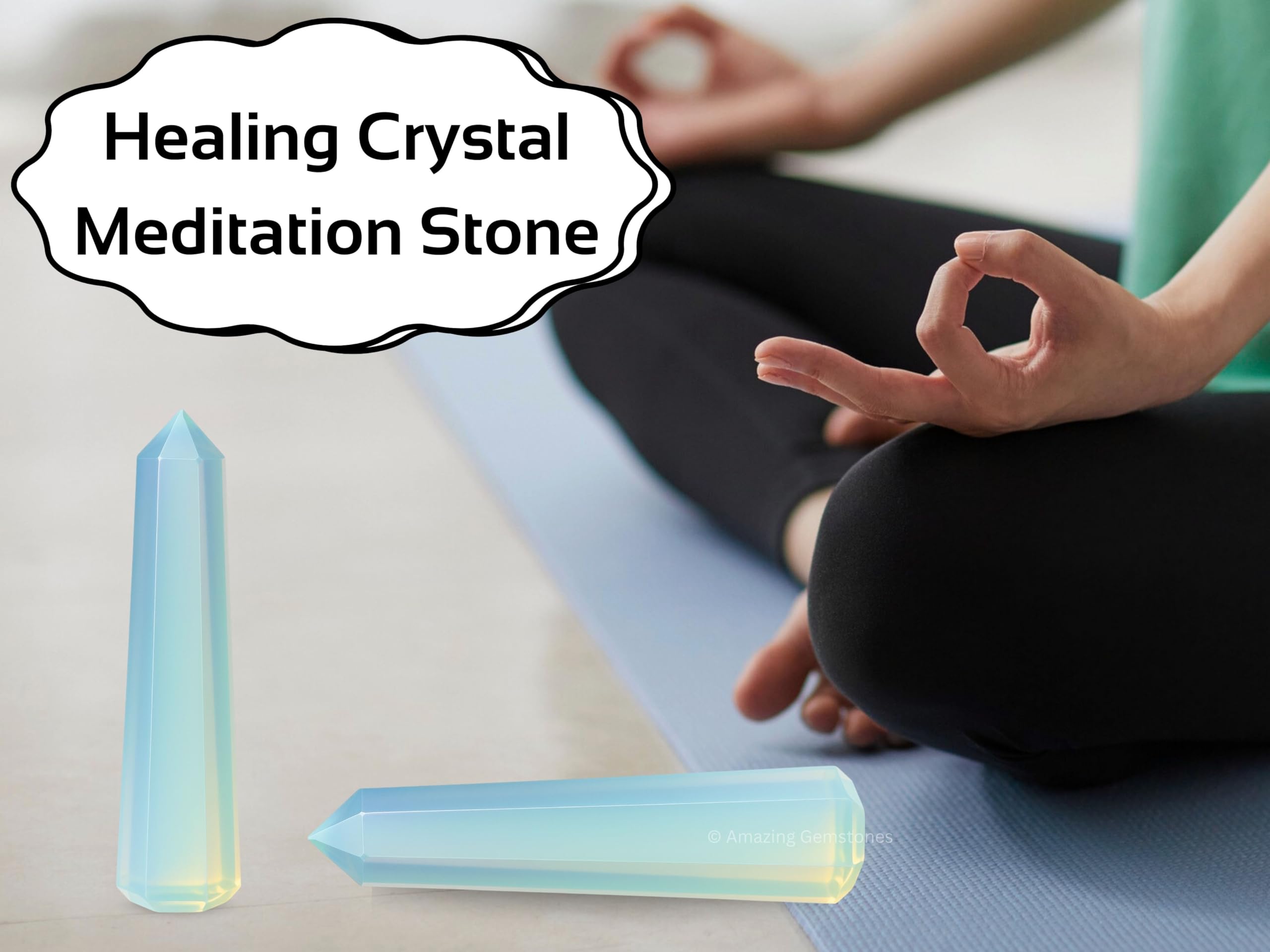 Amazing Gemstone Opalite Tower prête à recharger l’espace après une séance Reiki.