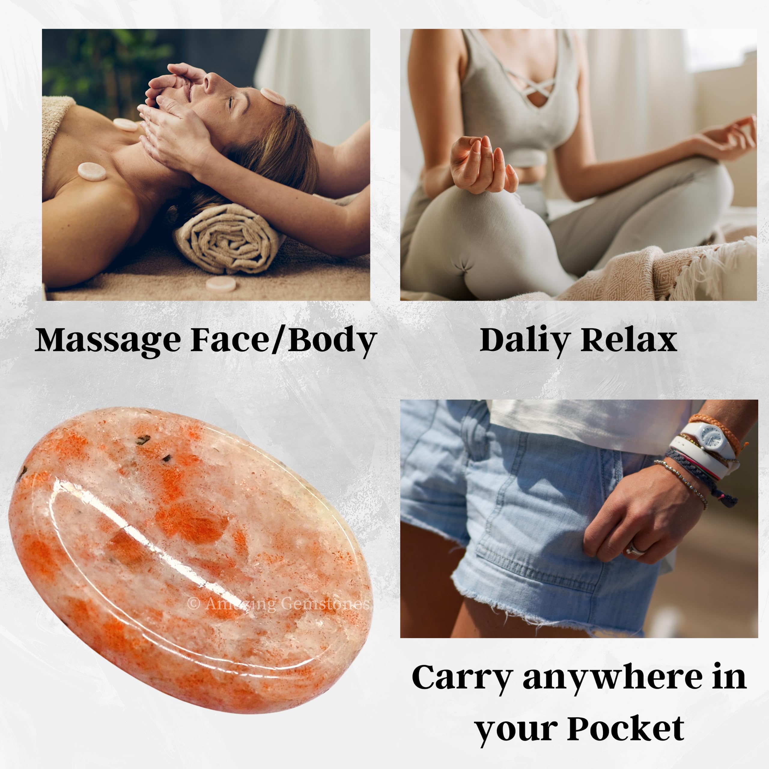 Amazing Gemstone Outil bien-être Pierre Soleil: favorise le calme dans les moments stressants