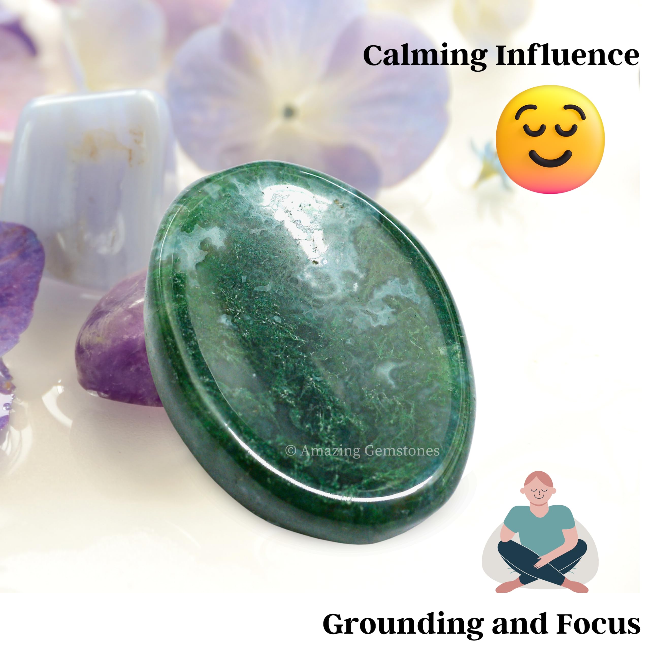 Amazing Gemstone Moss Agate, pierre-bien-etre: cadeau réfléchi pour le bien-être.