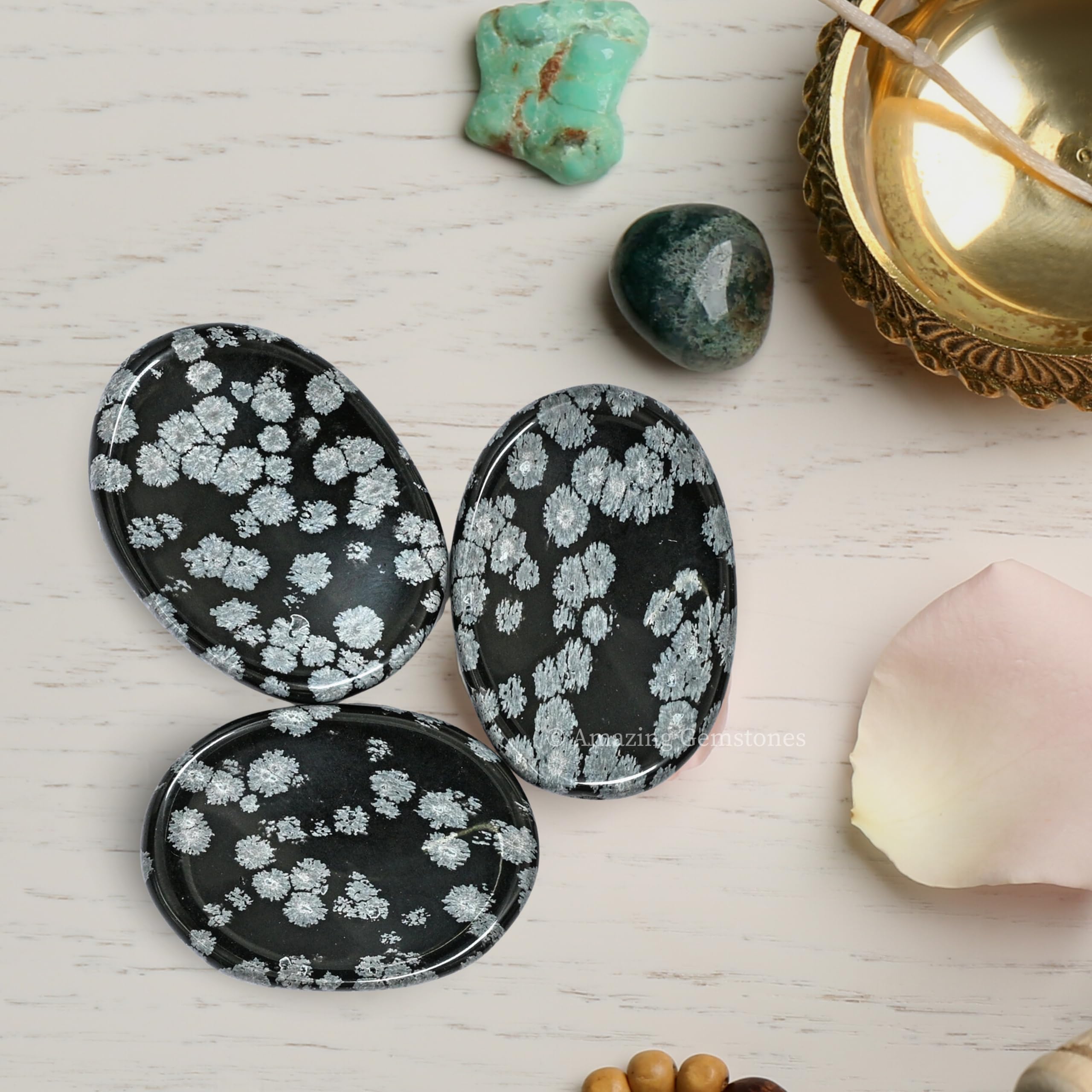 Amazing Gemstone – petit objet décoratif flocon de neige obsidien pour calmer la respiration