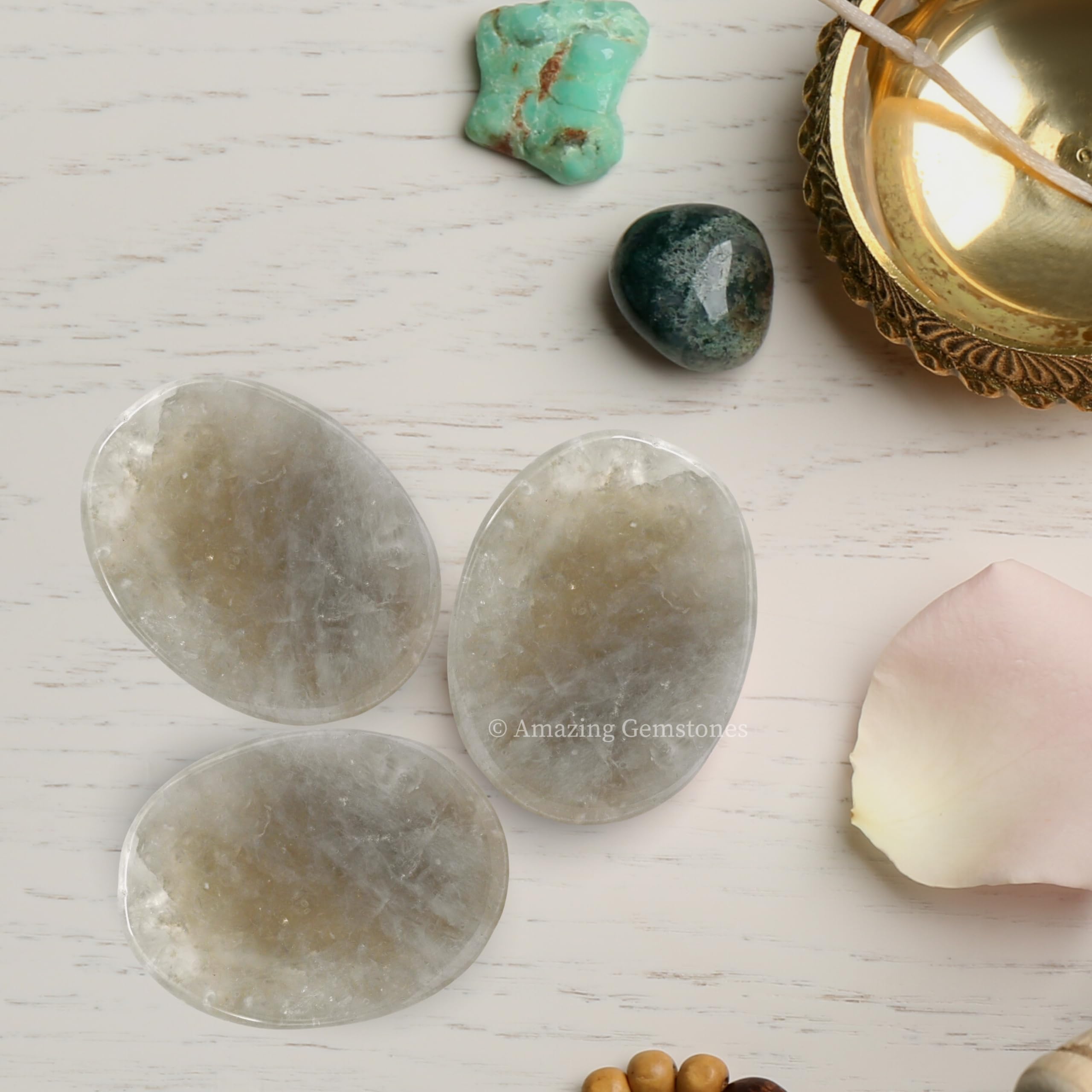 Amazing Gemstone Pierre d'inquiétude en quartz fumé, pierre tactile: aide à la respiration consciente pendant les pauses.