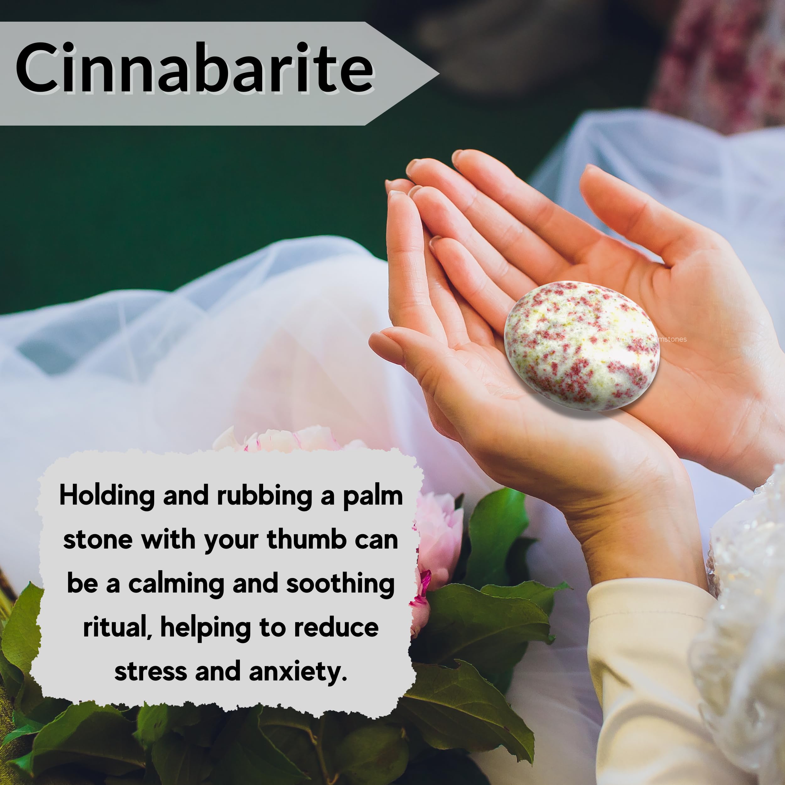 Amazing Gemstone, pierre palmaire cinnabarite, parfait pour méditation guidée.