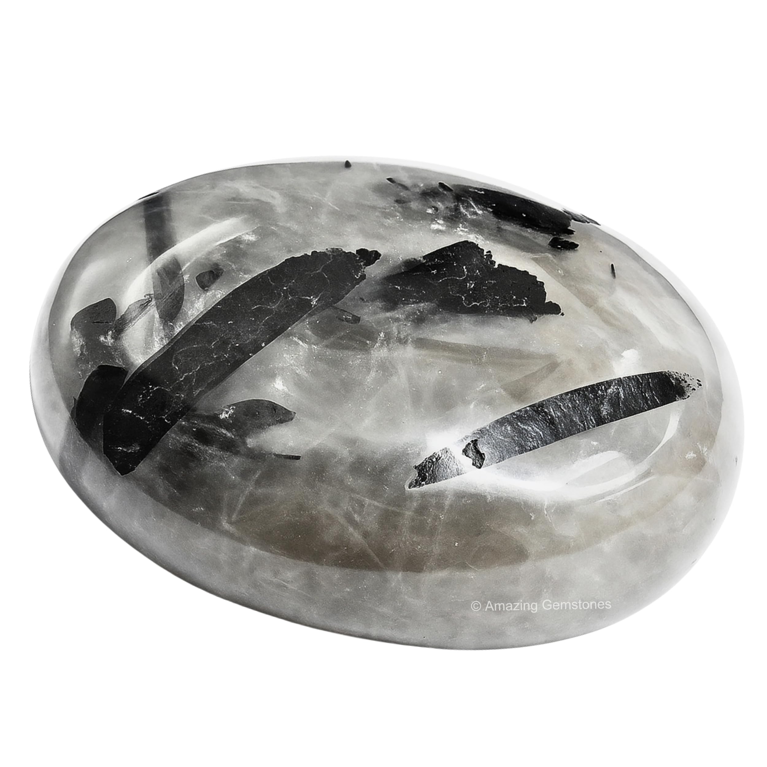 Amazing Gemstone – pierre palmaire quartz noir rutile, idéale pour la détente et la concentration.