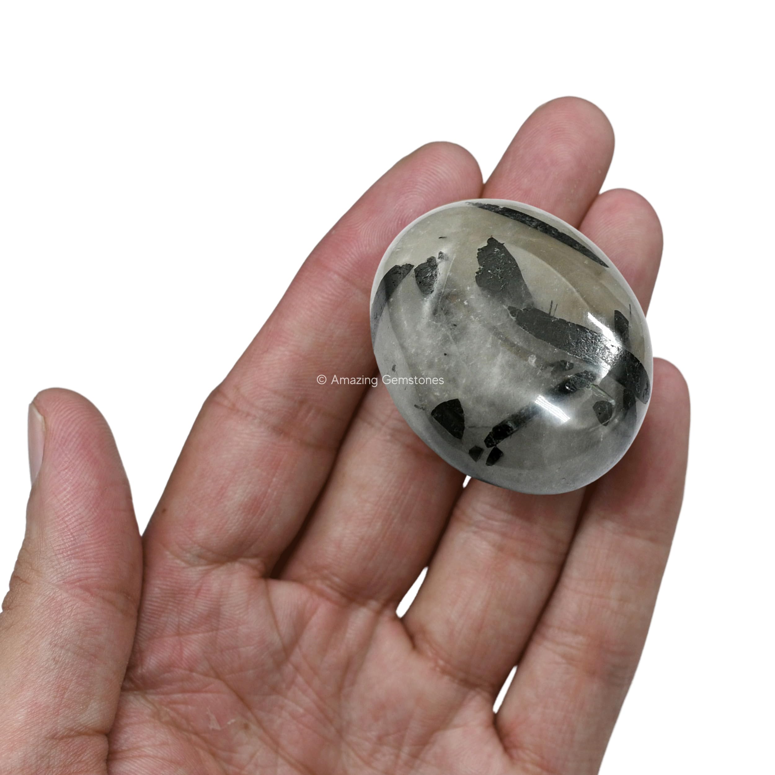 Amazing Gemstone – pierre palmaire quartz noir rutile, cadeau réfléchi pour amis et proches.