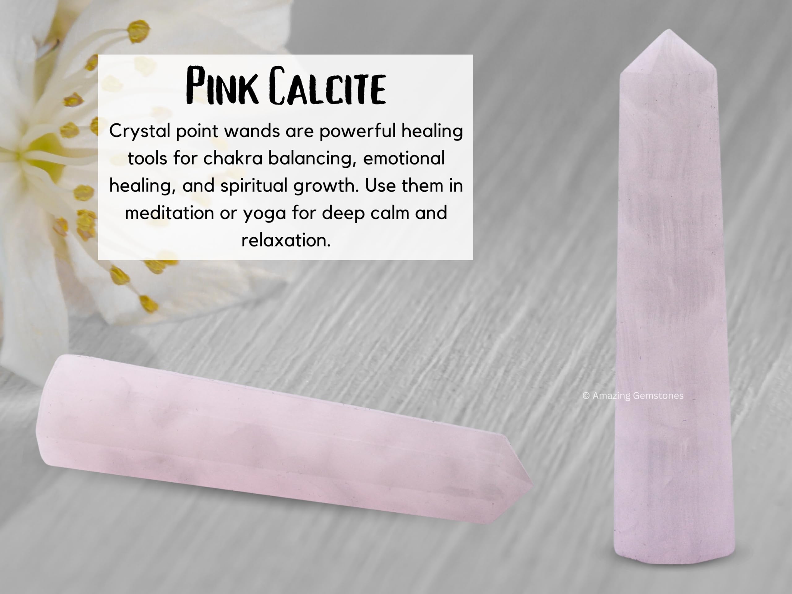Amazing Gemstone Pink Calcite tour-cristal-pointe aide à purifier l’air et améliorer l’énergie