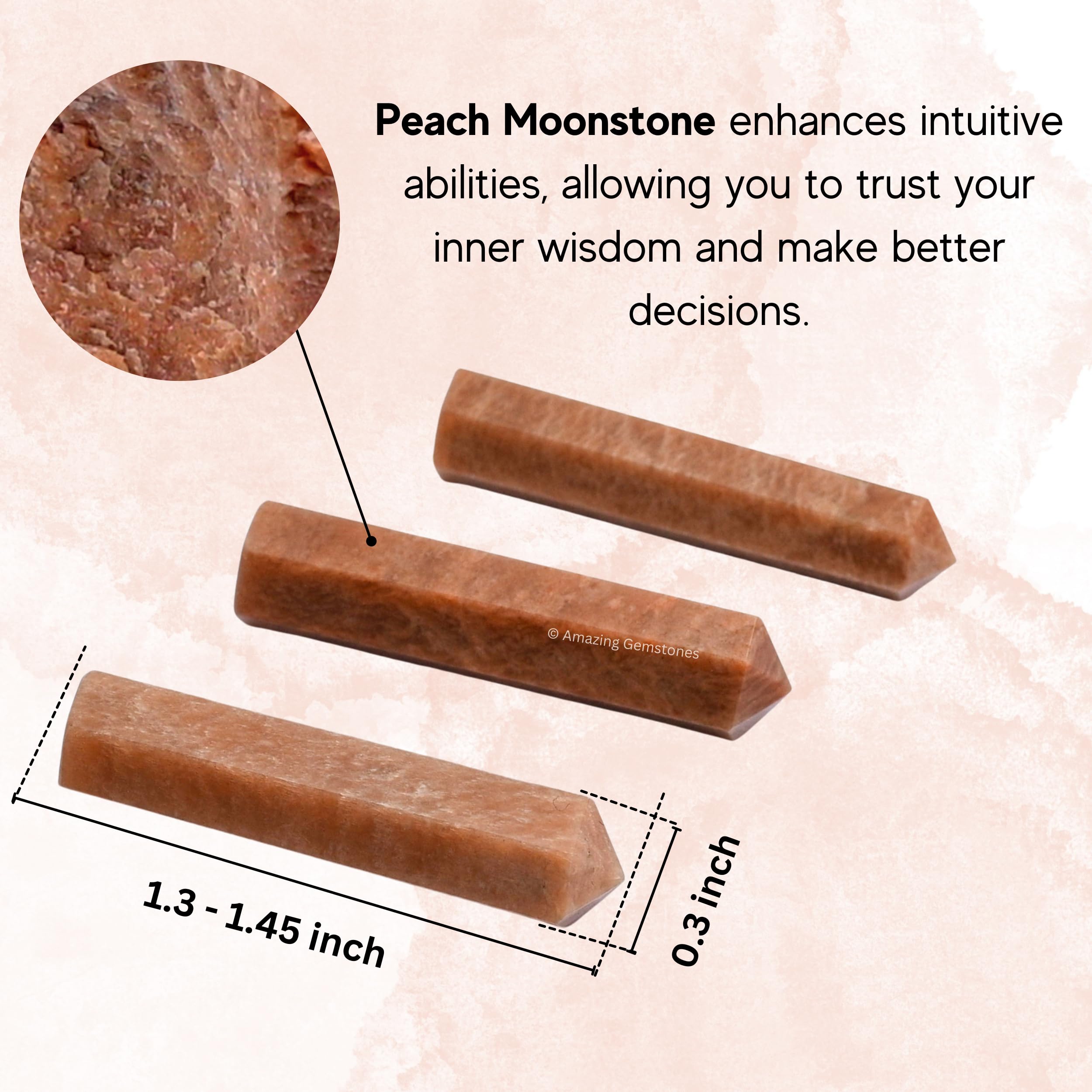 Amazing Gemstone Peach Moonstone : approche douce pour décor de vitrine et cadeaux authentiques.