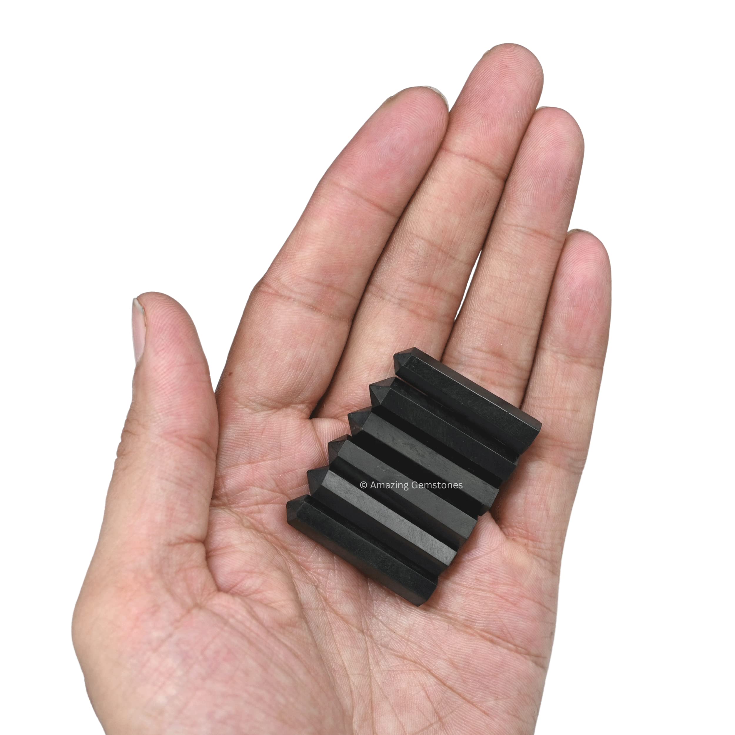 Amazing Gemstone point cristal shungite - point hexagonal pour artisanat et décor DIY.