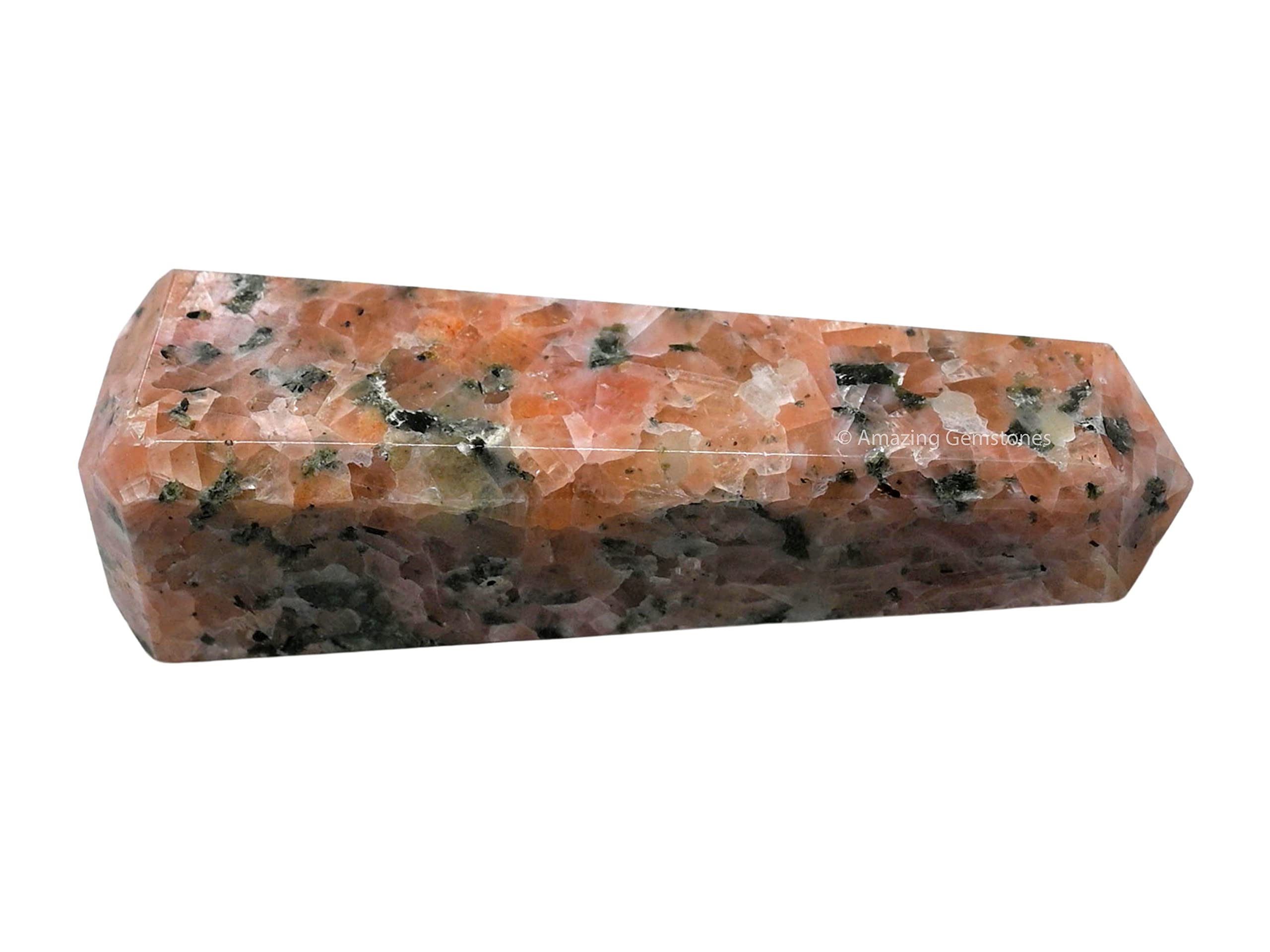 Amazing Gemstone Pointe Calcite Rose, purifie l'air et sert de point focal dans une pièce.