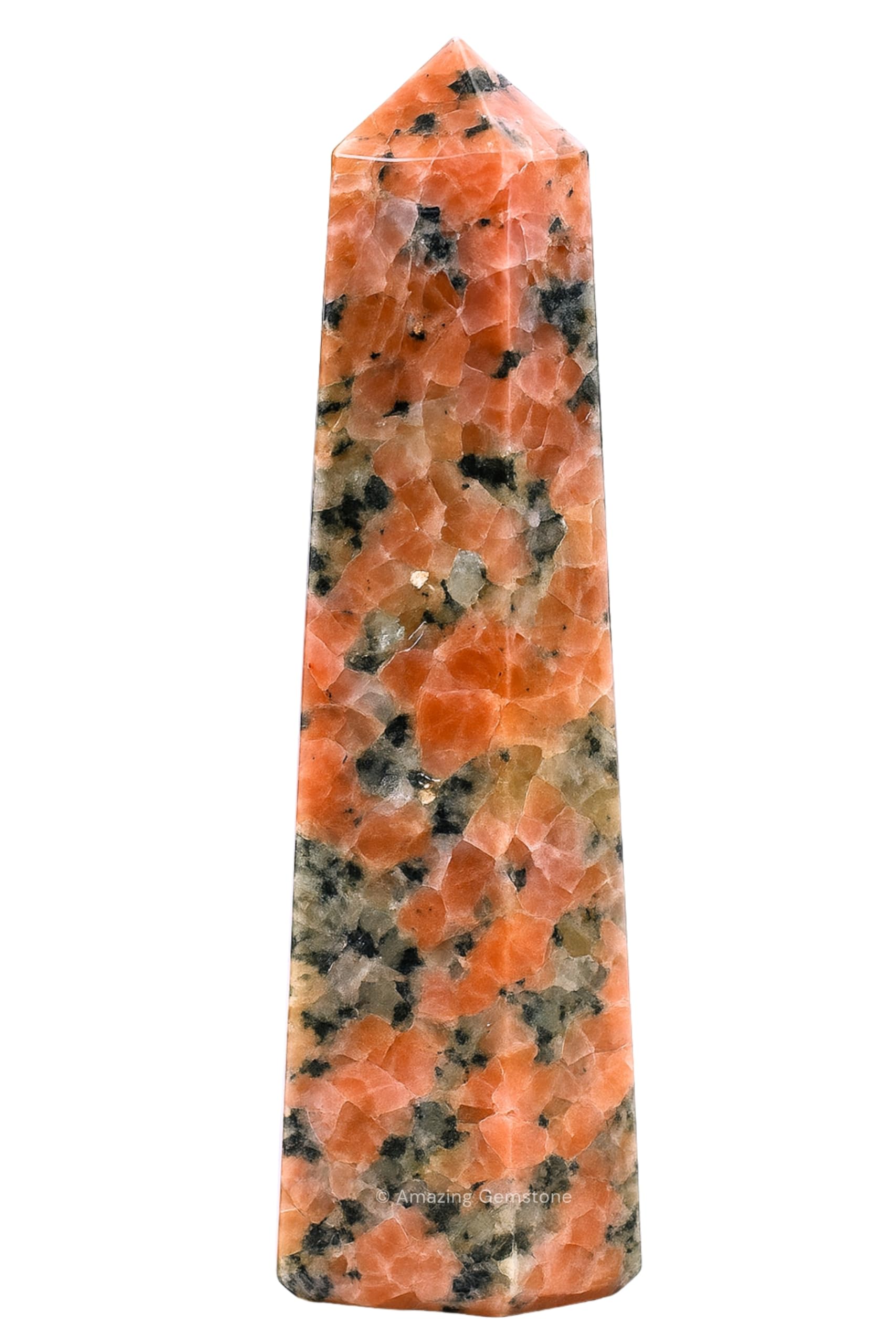 Amazing Gemstone Pointe Calcite Rose, idéale pour méditation et harmonisation de l'énergie.