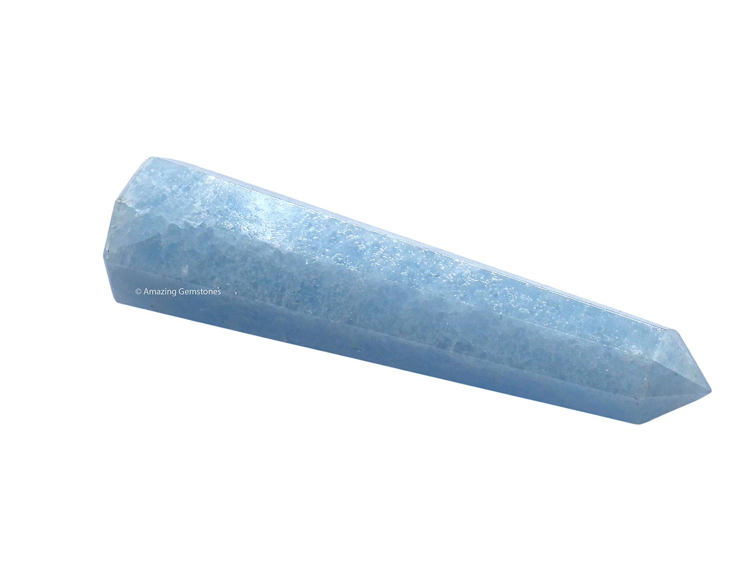 Amazing Gemstone pointe cristal calcite bleu celestite: concentration et harmonie possibles.