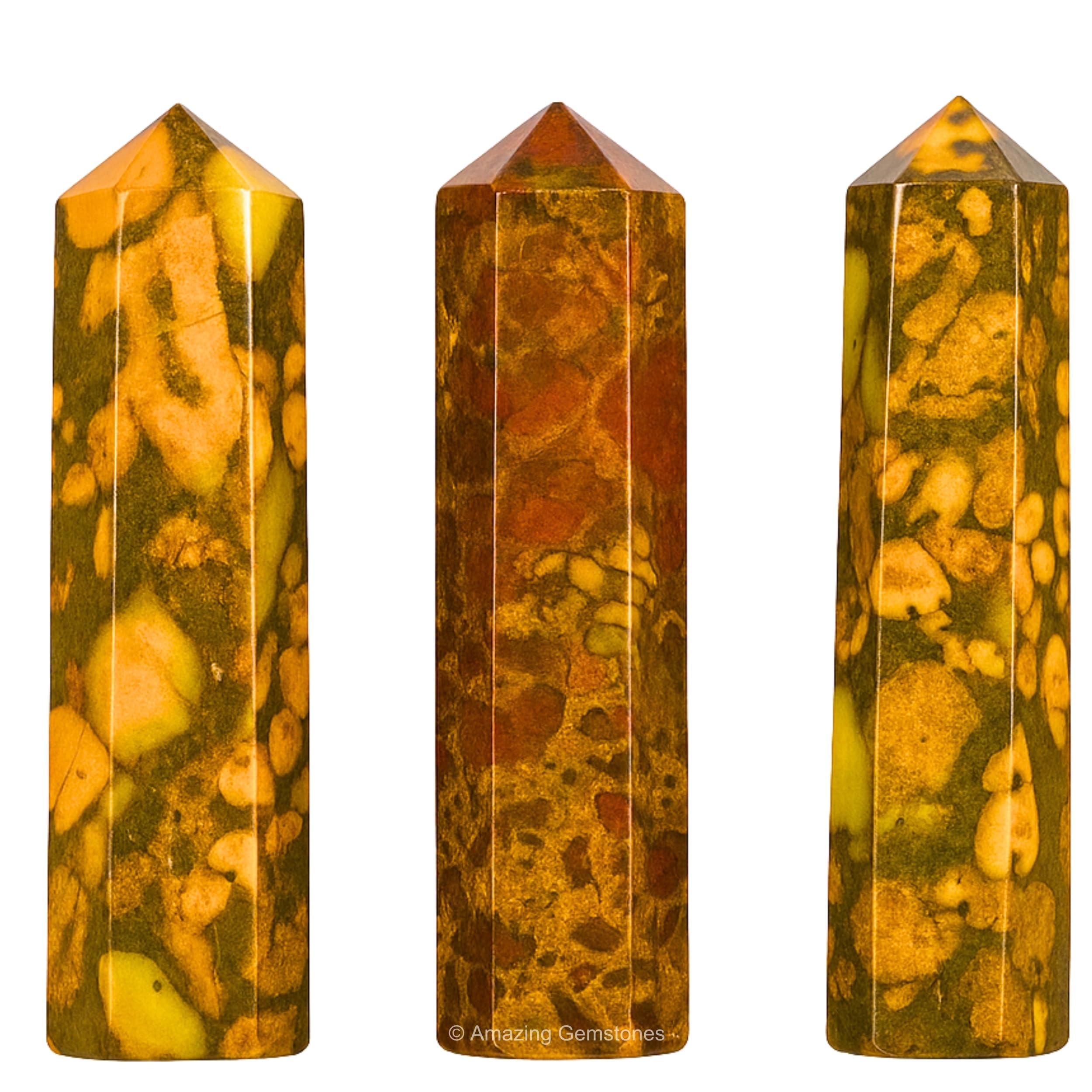Amazing Gemstone: pointe cristal fruit jaspe, idéale pour méditation et grille de pierres.