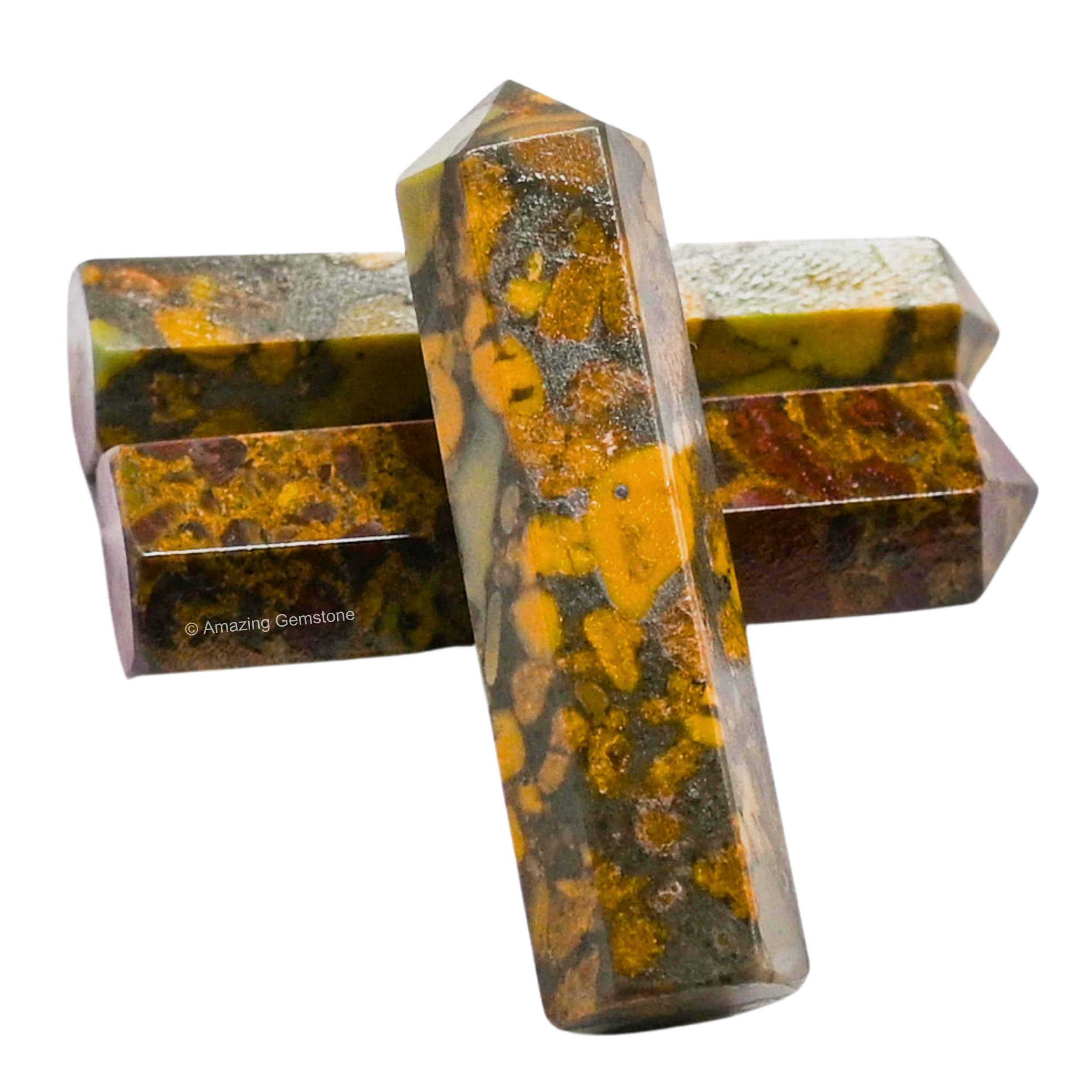 Amazing Gemstone: pointe cristal fruit jaspe, détail naturel et finition artisanale.