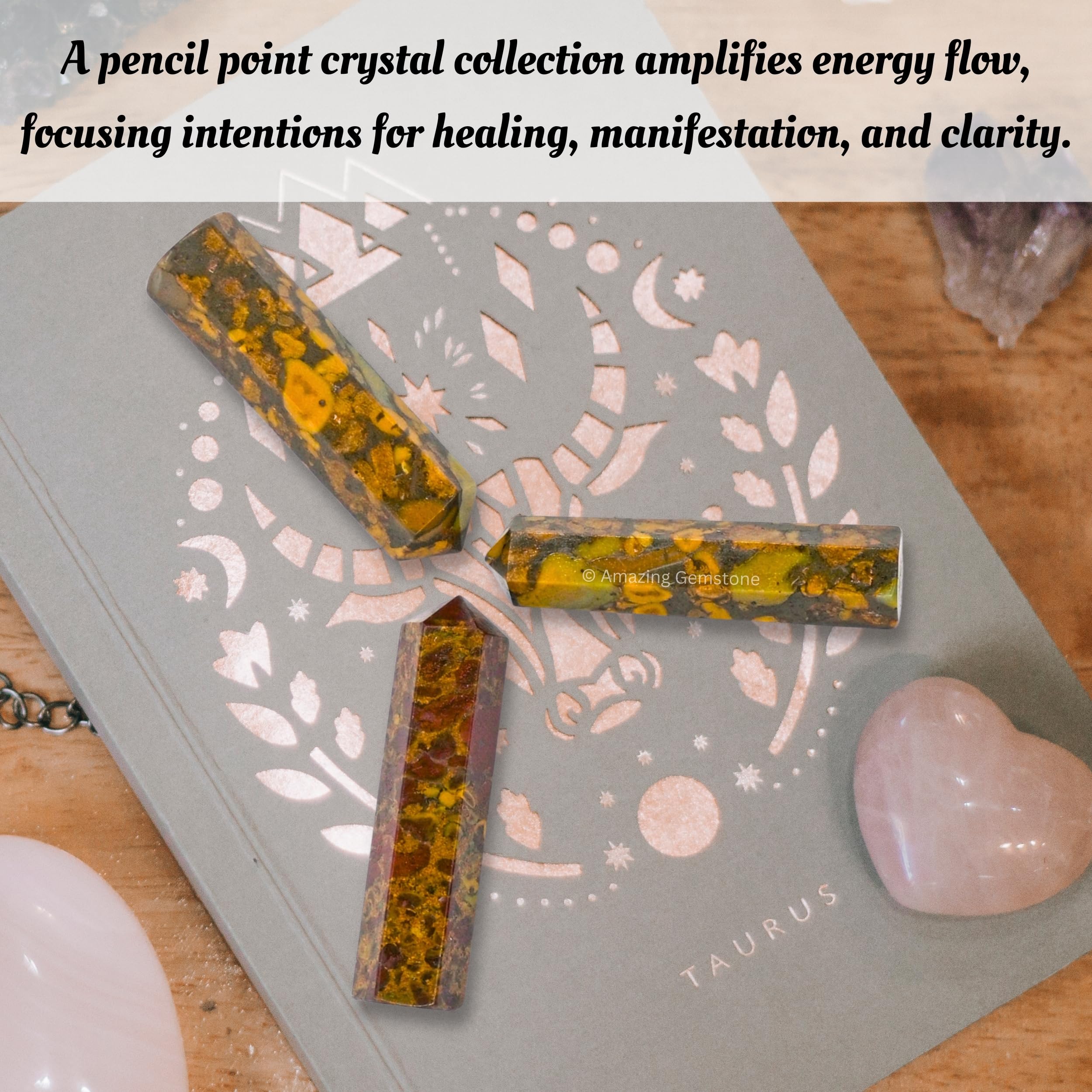 Amazing Gemstone: pointe cristal fruit jaspe, choix parfait pour débutants curieux de cristaux.