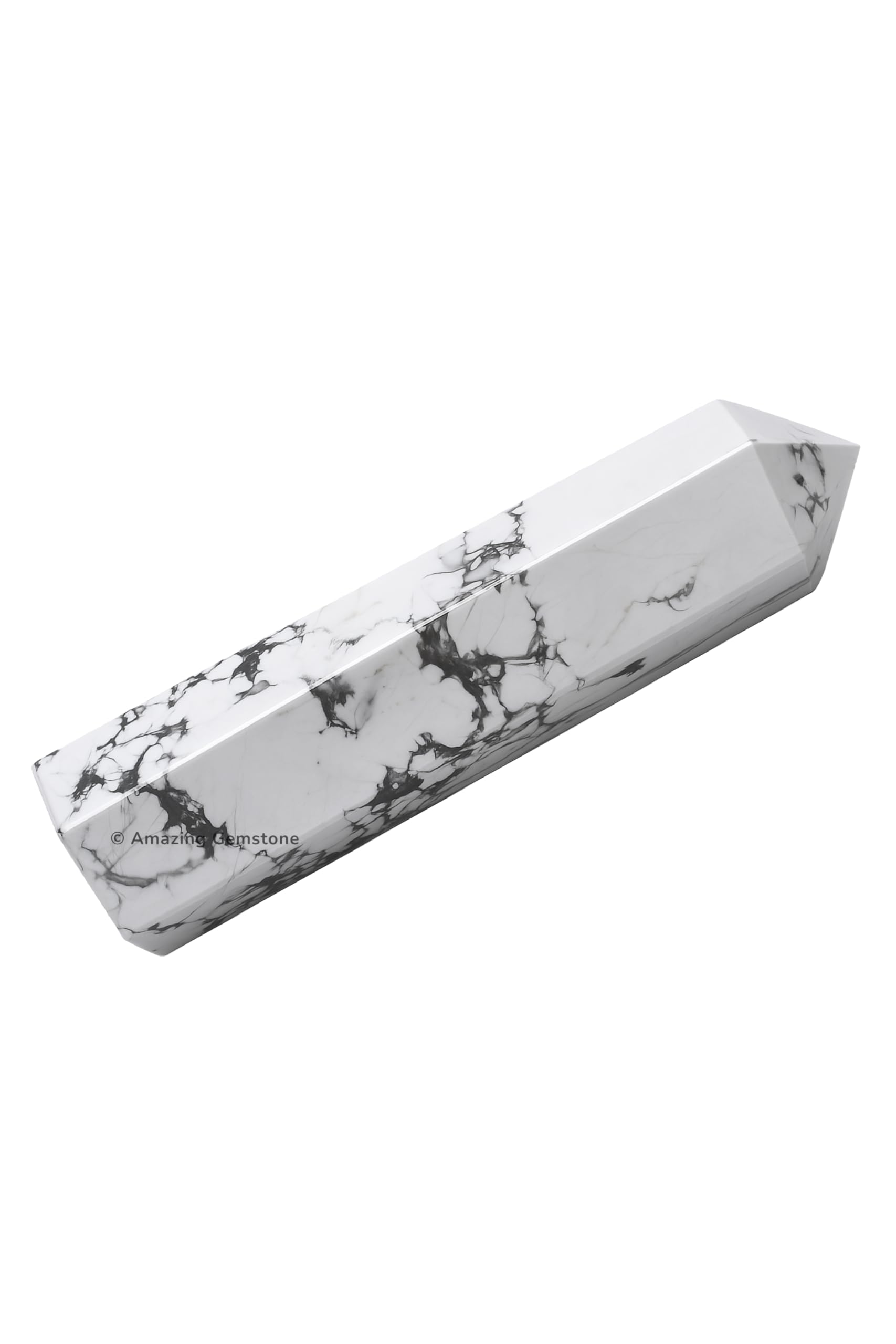 Amazing Gemstone pointe-cristal Howlite: focalisation énergétique et équilibre mental