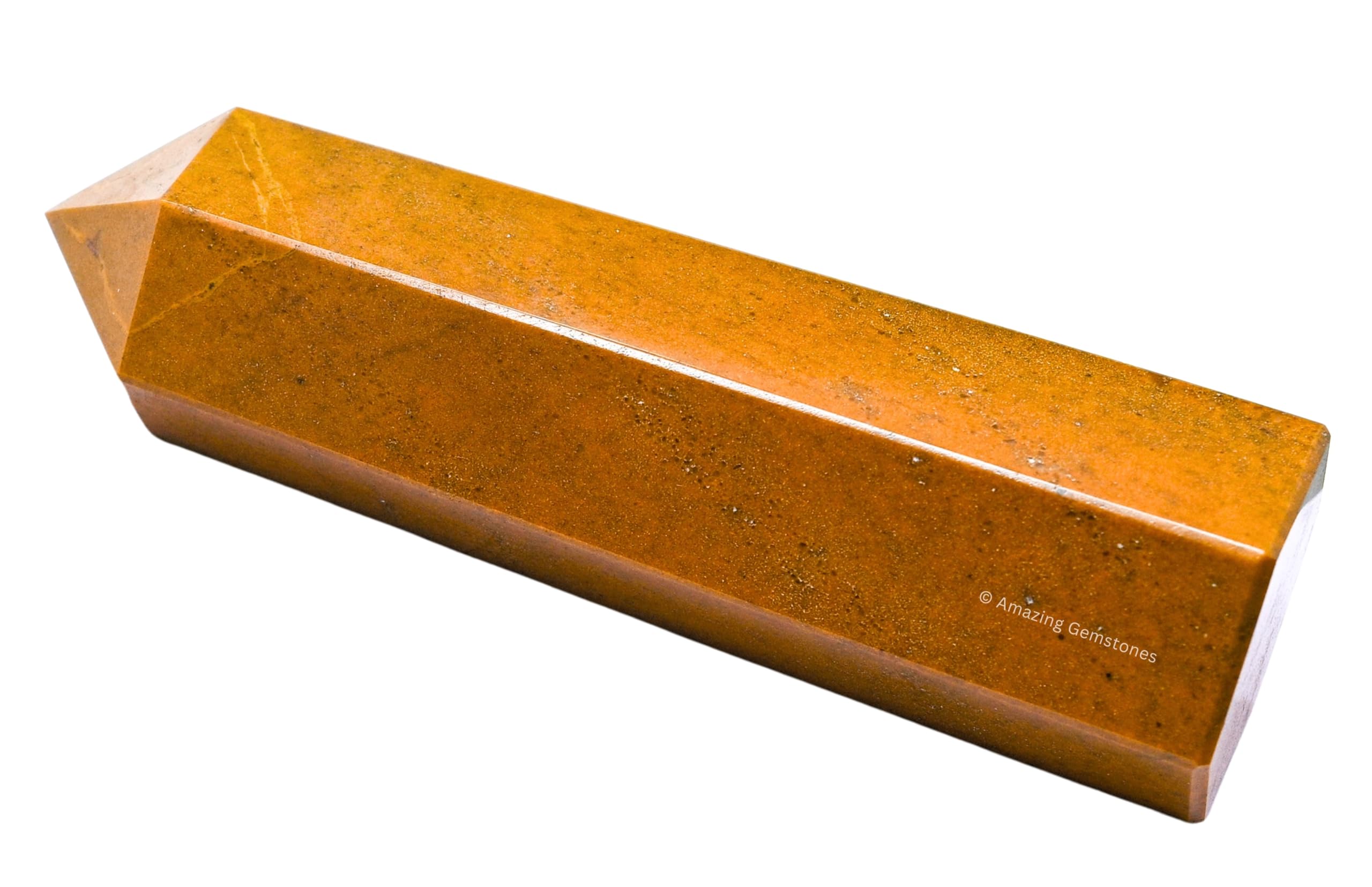 Amazing Gemstone pointe cristal jaune jaspe pour méditation et focalisation énergétique.