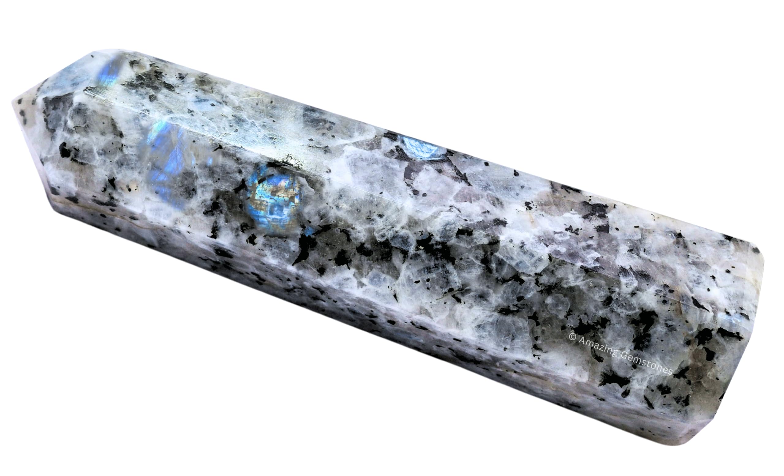 Amazing Gemstone obélisque cristal lune arc-en-ciel, concentration améliorée pendant les séances.