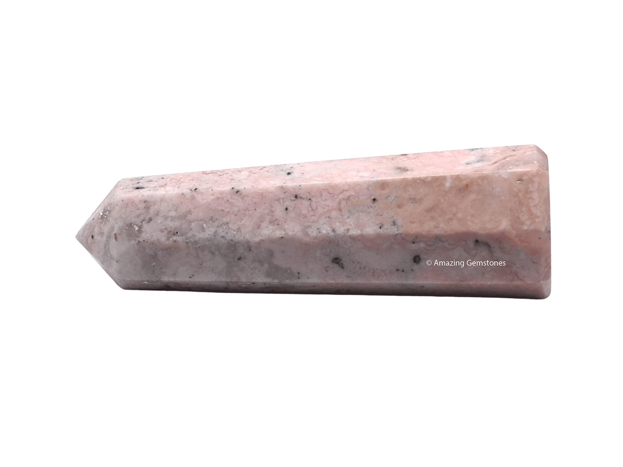 Amazing Gemstone pointe-cristal-rhodocrosite: focalisation d'énergie idéale pour méditation.