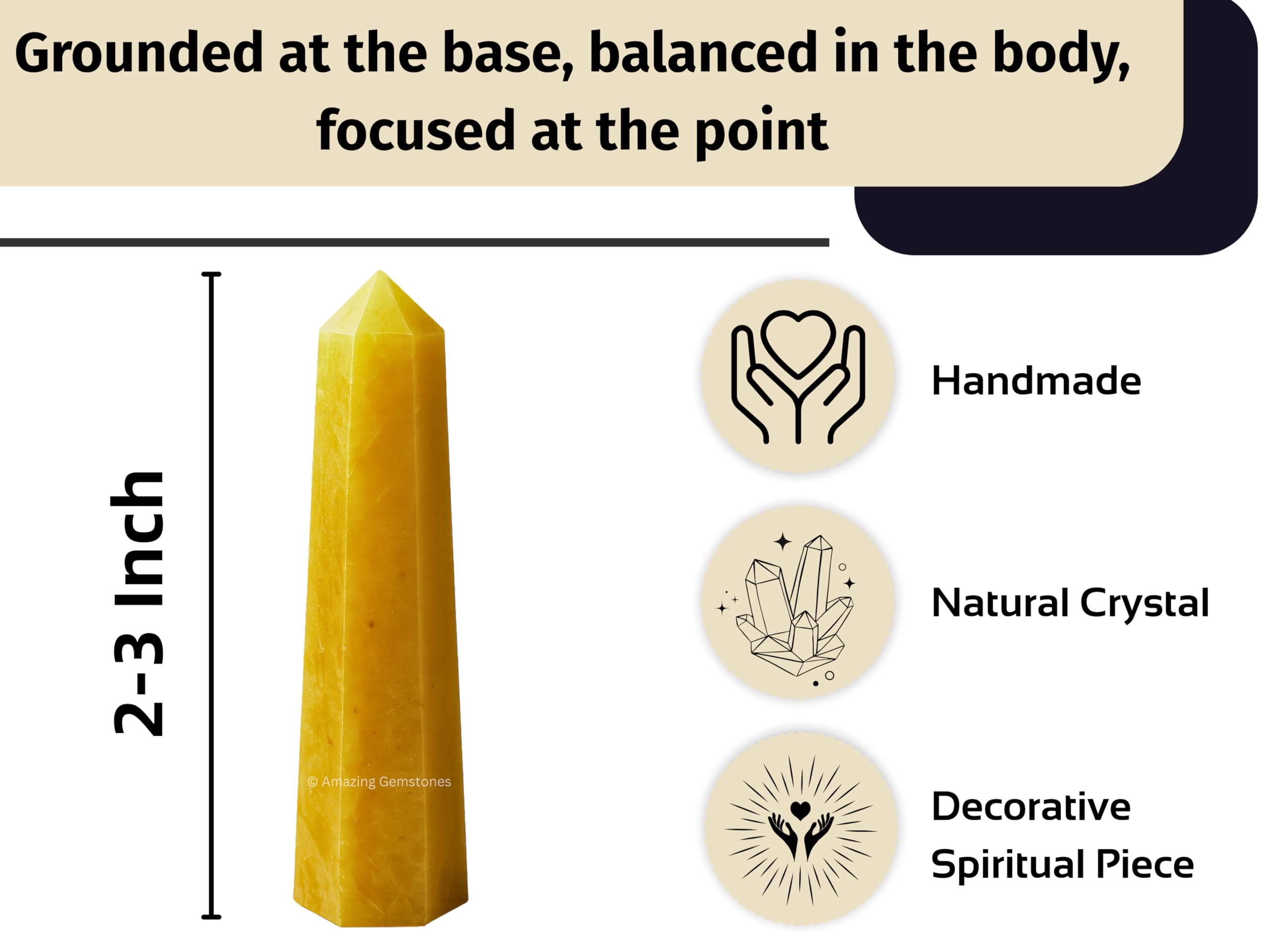pointe-direction énergie aventurine jaune d'Amazing Gemstone, outil puissant pour intentions.