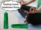Amazing Gemstone Pointe Malachite, méditation et relaxation améliorées grâce au point focal.