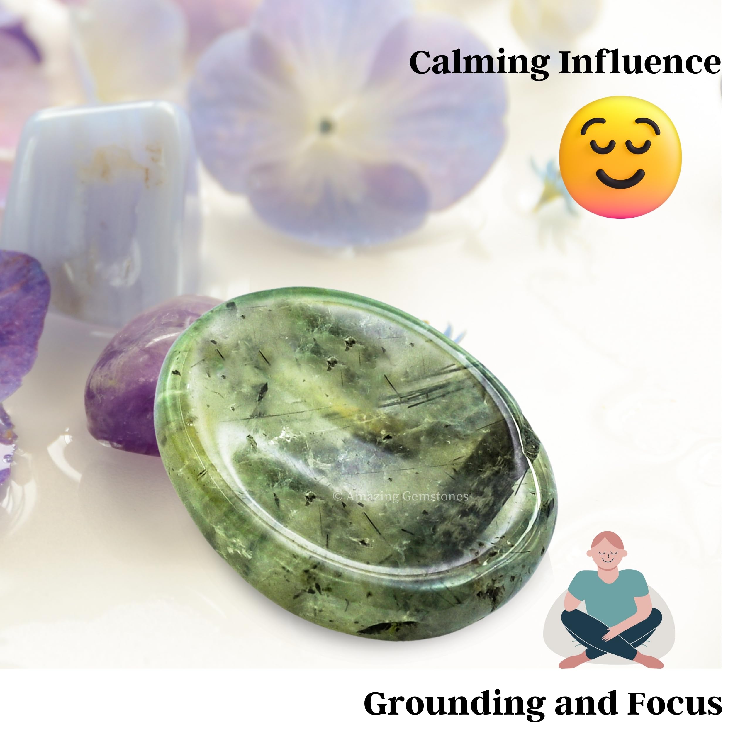 Amazing Gemstone Prehnite cadeau anniversaire pour elle ou lui, symbole de calme.