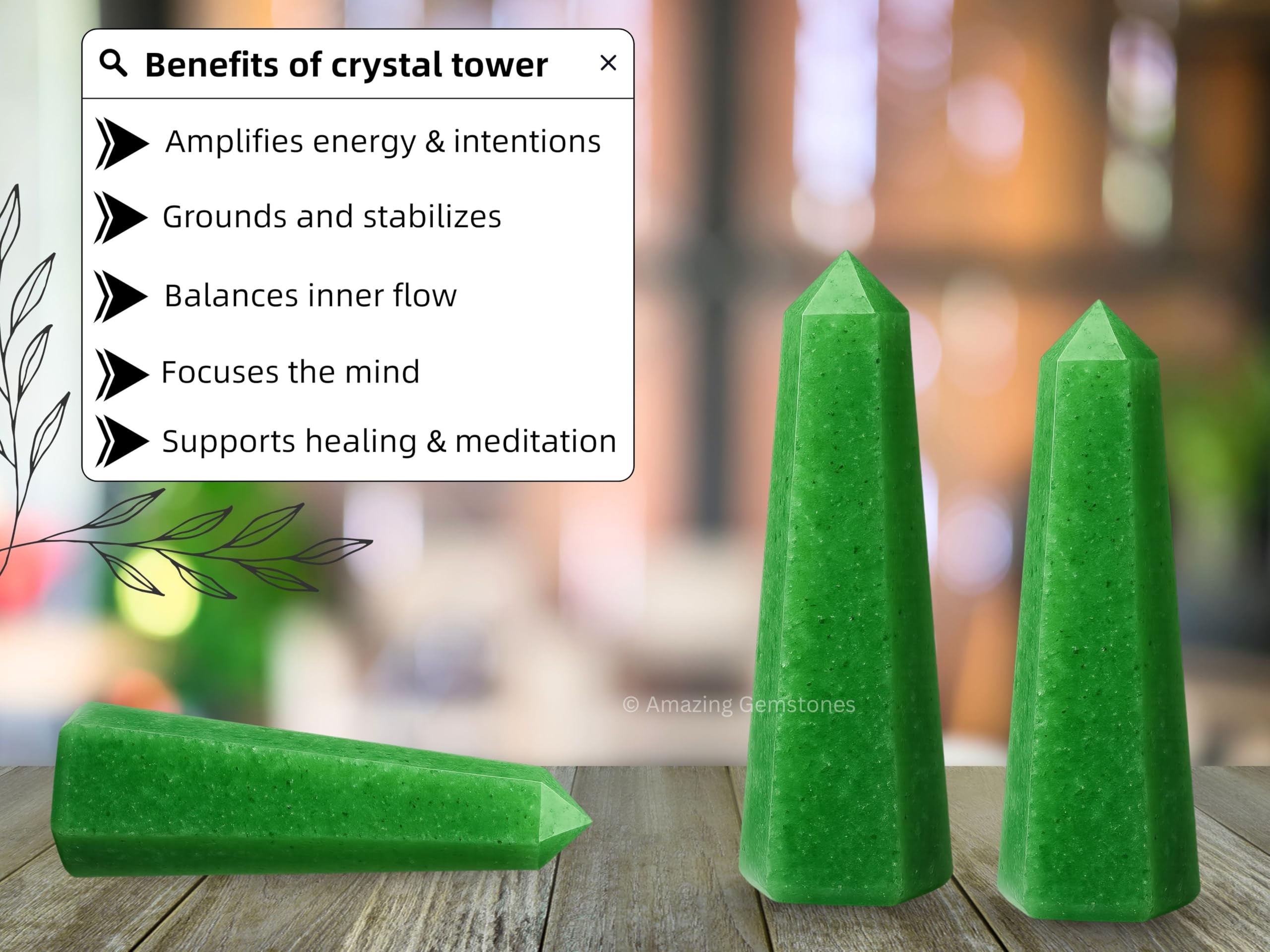 Amazing Gemstone protection energie cristal vert fraise : dissipation potentielle des énergies négatives.