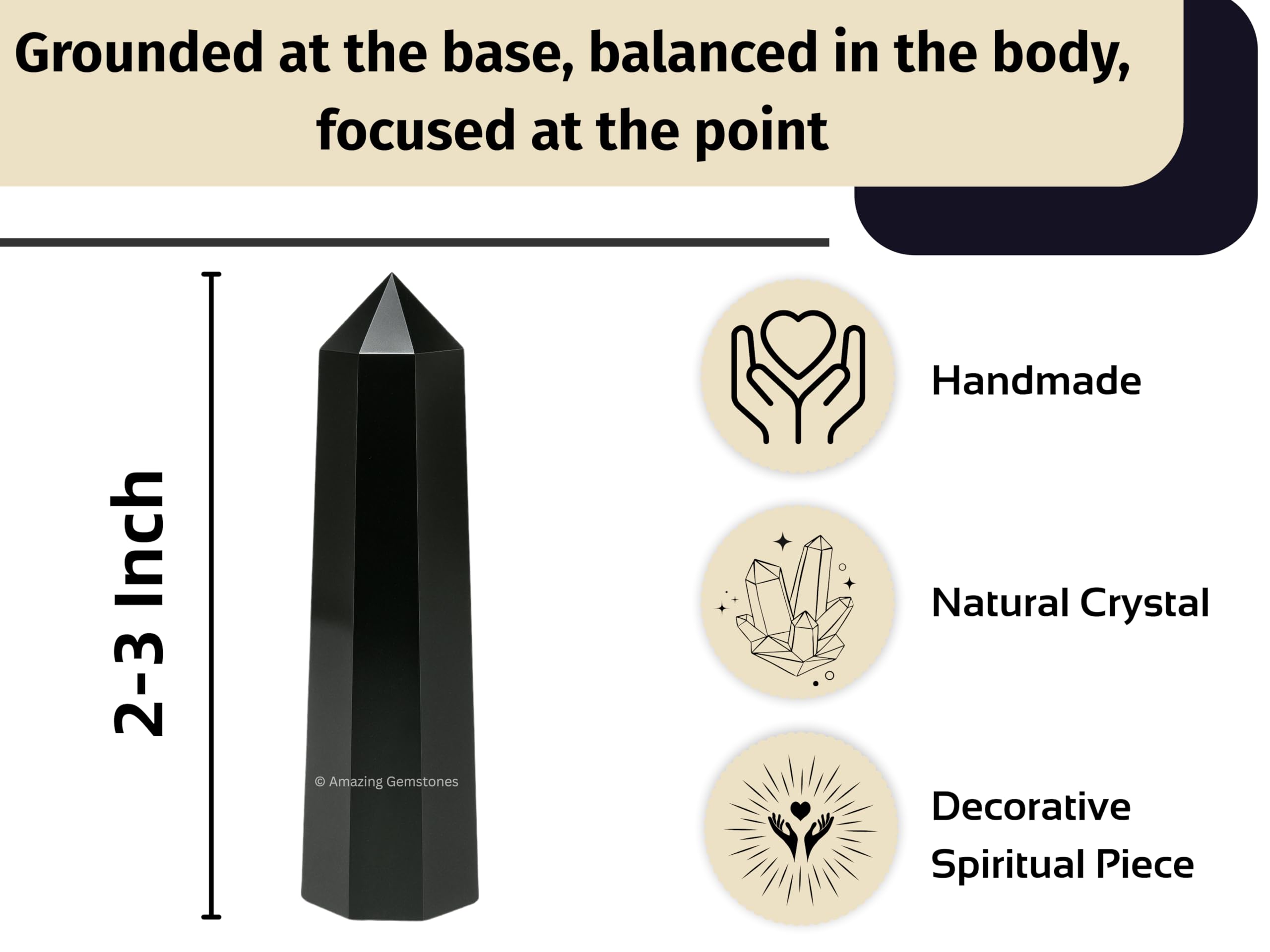 Amazing Gemstone purificateur-energie-agate-noir : nettoie l’espace et soutient une atmosphère.