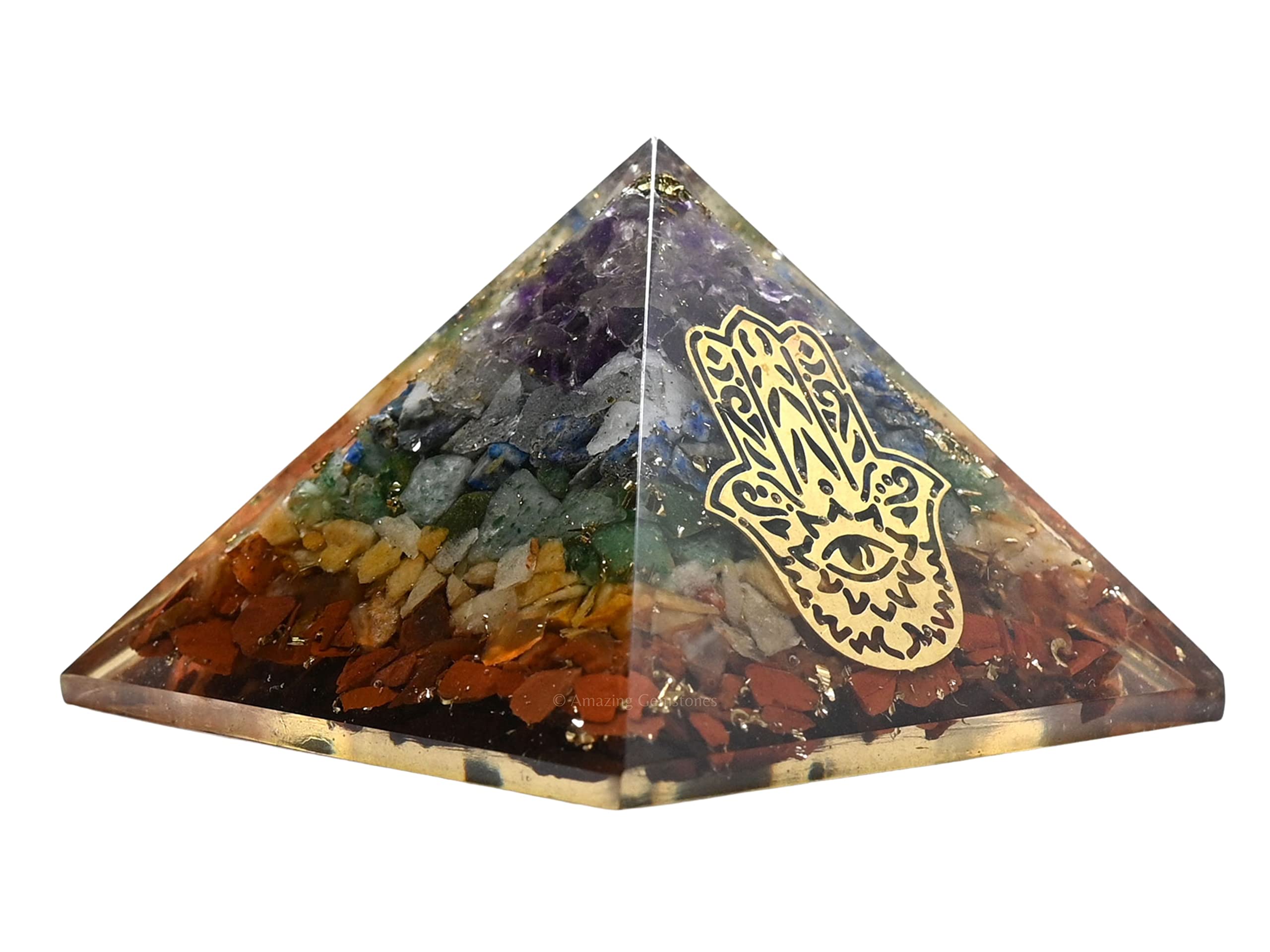 Amazing Gemstone pyramide chakra naturelle, stimule l'équilibre des énergies quotidiennes.