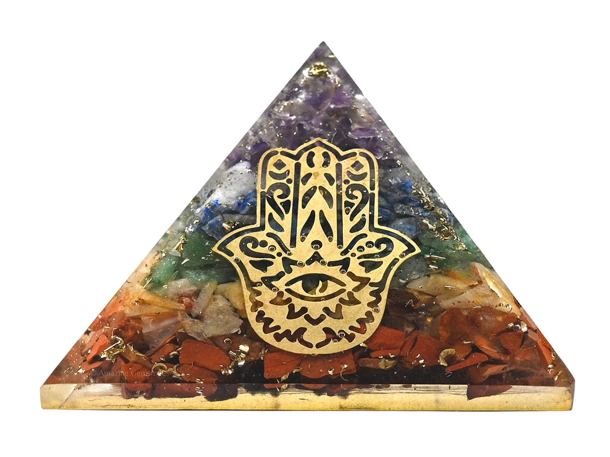 Amazing Gemstone pyramide orgonite grande, idéale pour l'harmonie dans l'espace.