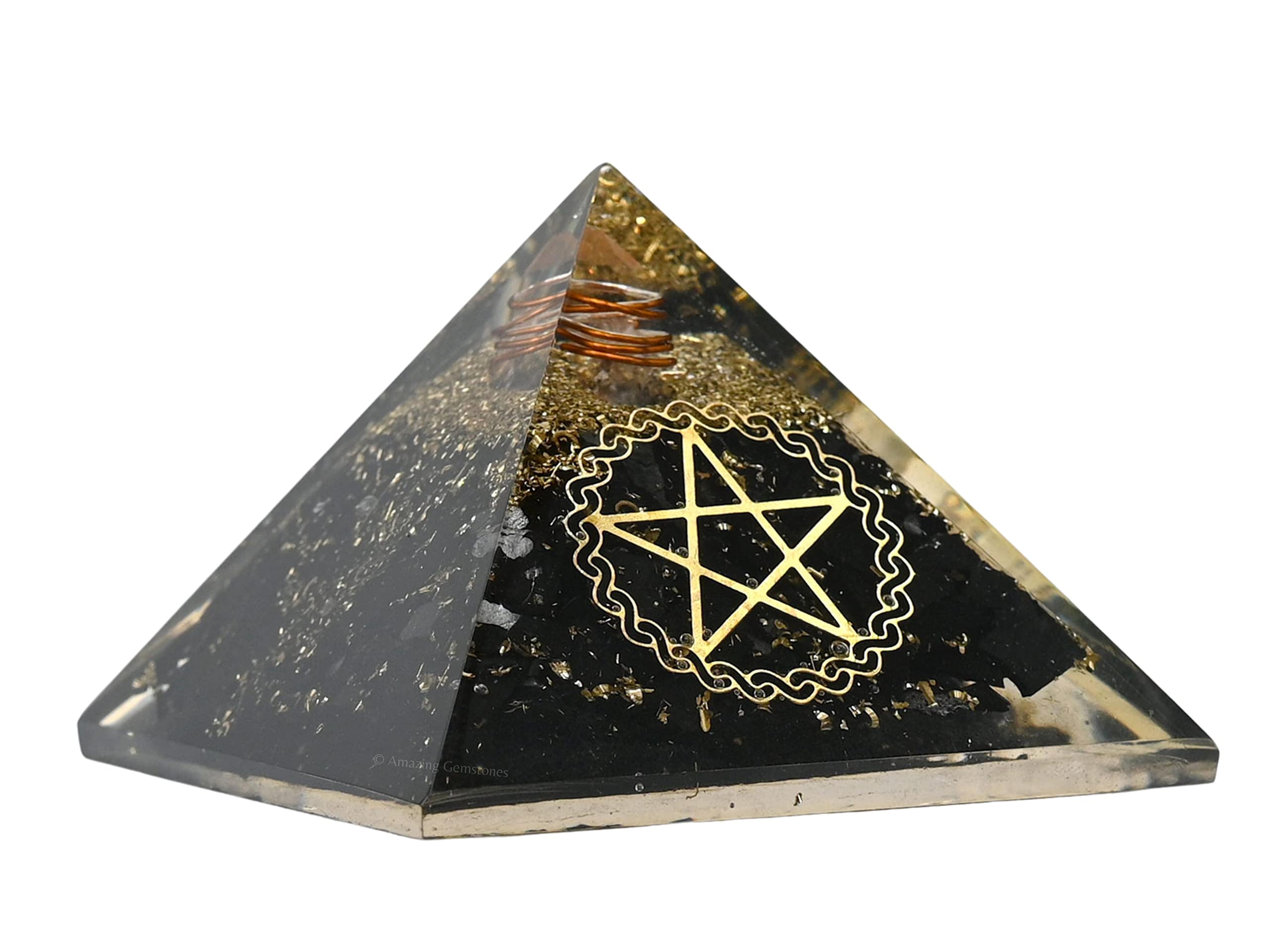 Amazing Gemstone pyramide shungite détail: matériau naturel visible