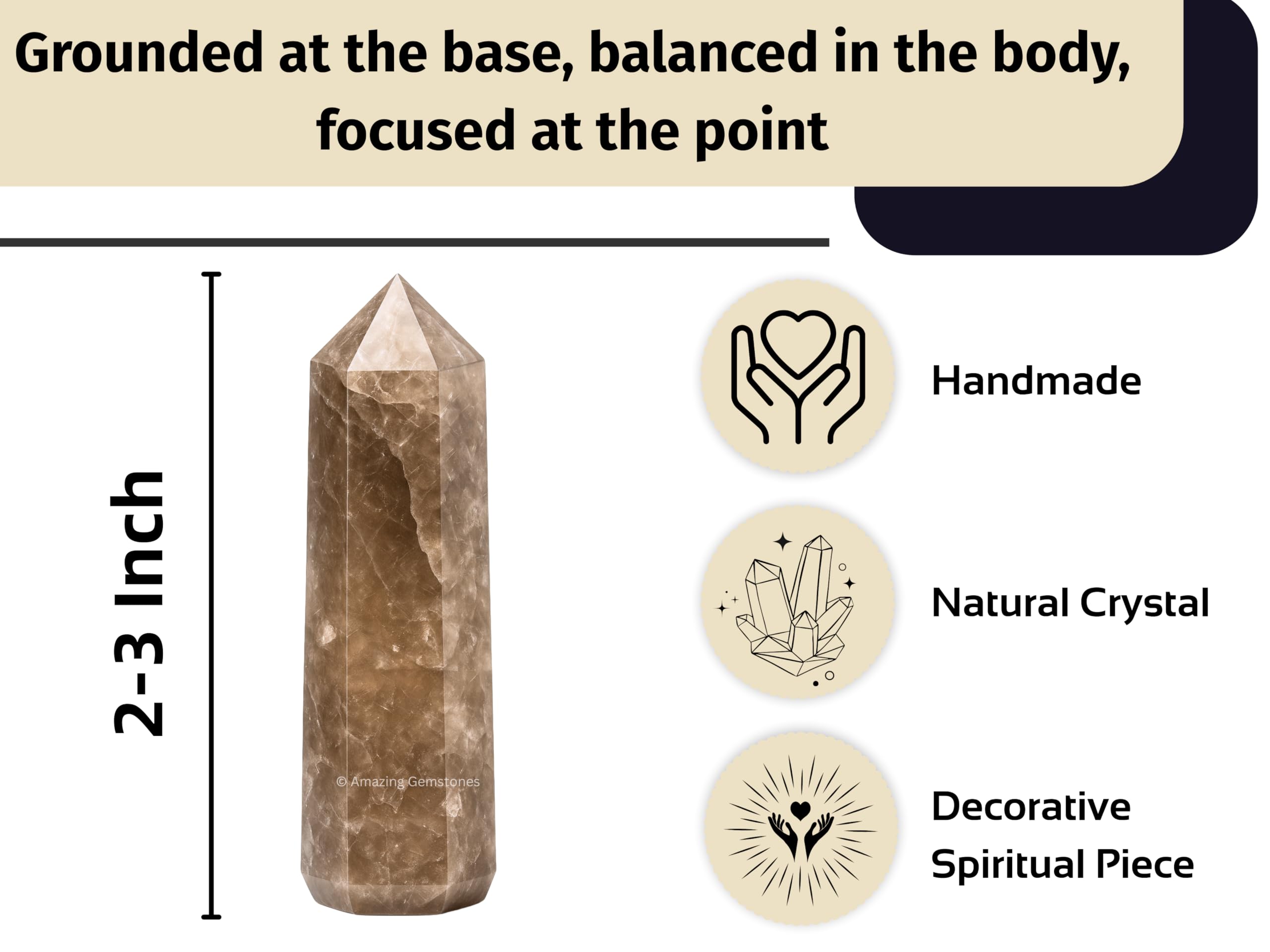 Amazing Gemstone quartz fumé tour - présence calme et atmosphère équilibrante dans votre espace.