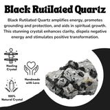 Marque Amazing Gemstone – pierre naturelle noire rutile avec certificat d’authenticité inclus.
