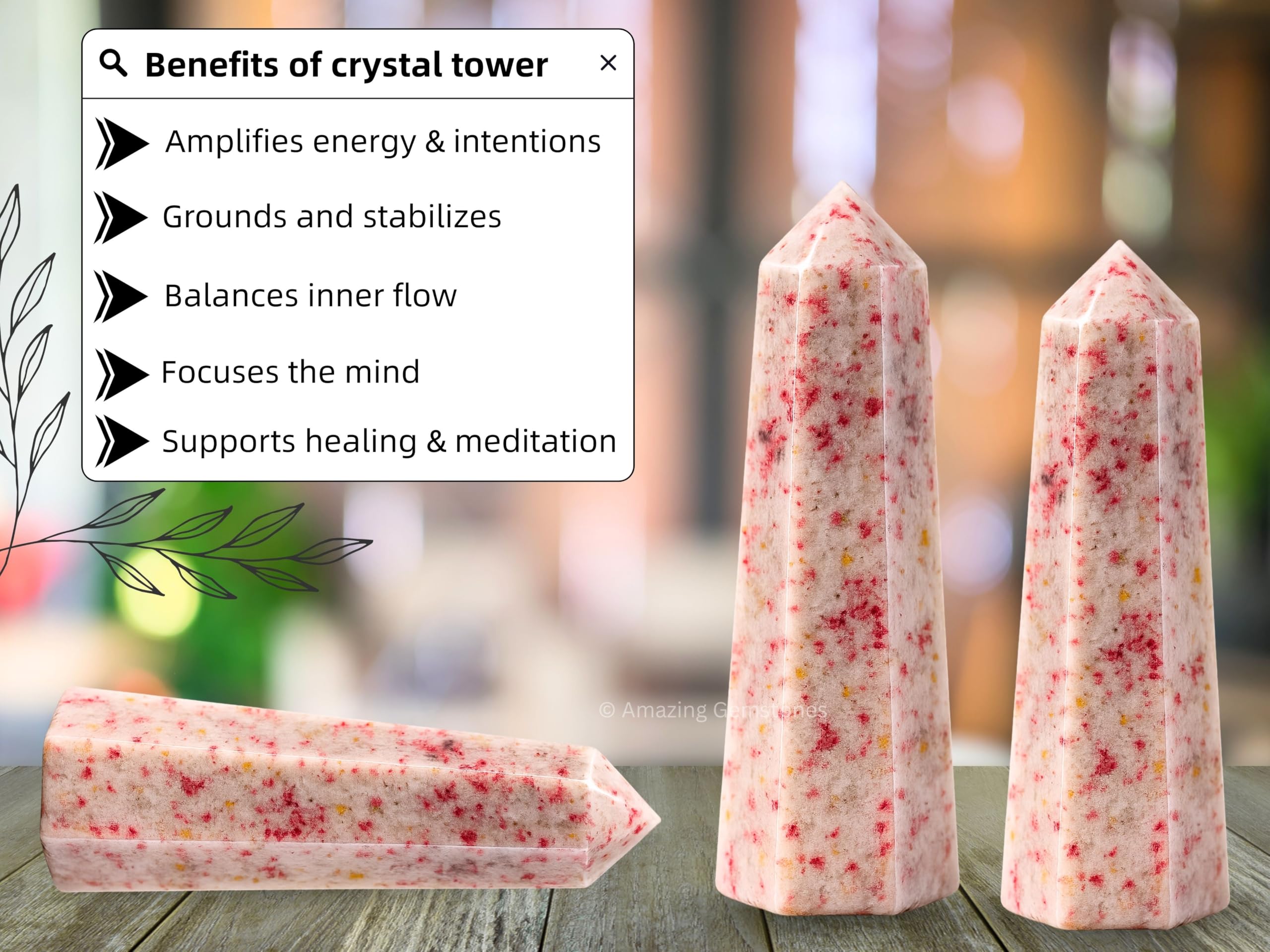 Amazing Gemstone Reiki Cristal Cinnabarite — outil visuel pour séances de Reiki et relaxation.