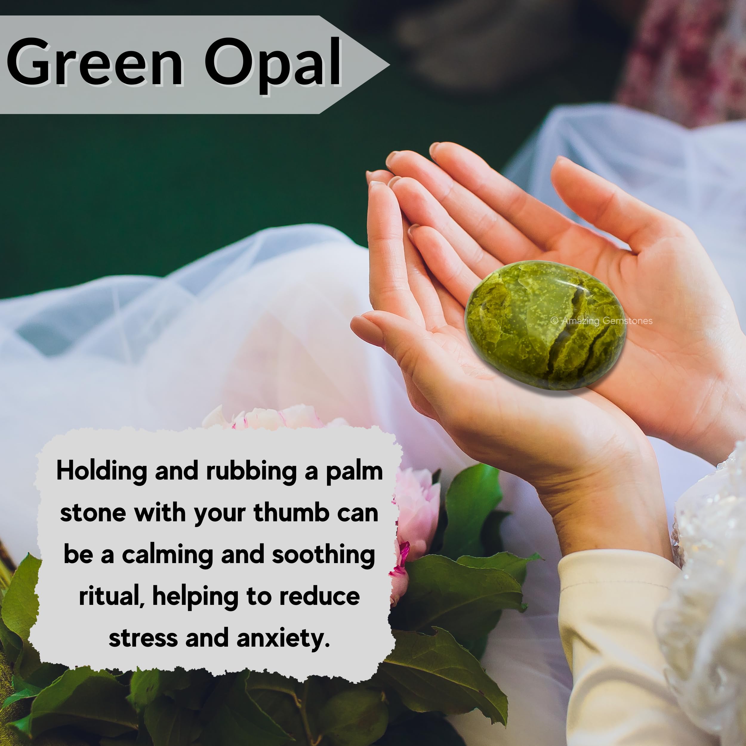 Amazing Gemstone opale verte – pierre paume pour harmoniser les énergies lors de la pratique.