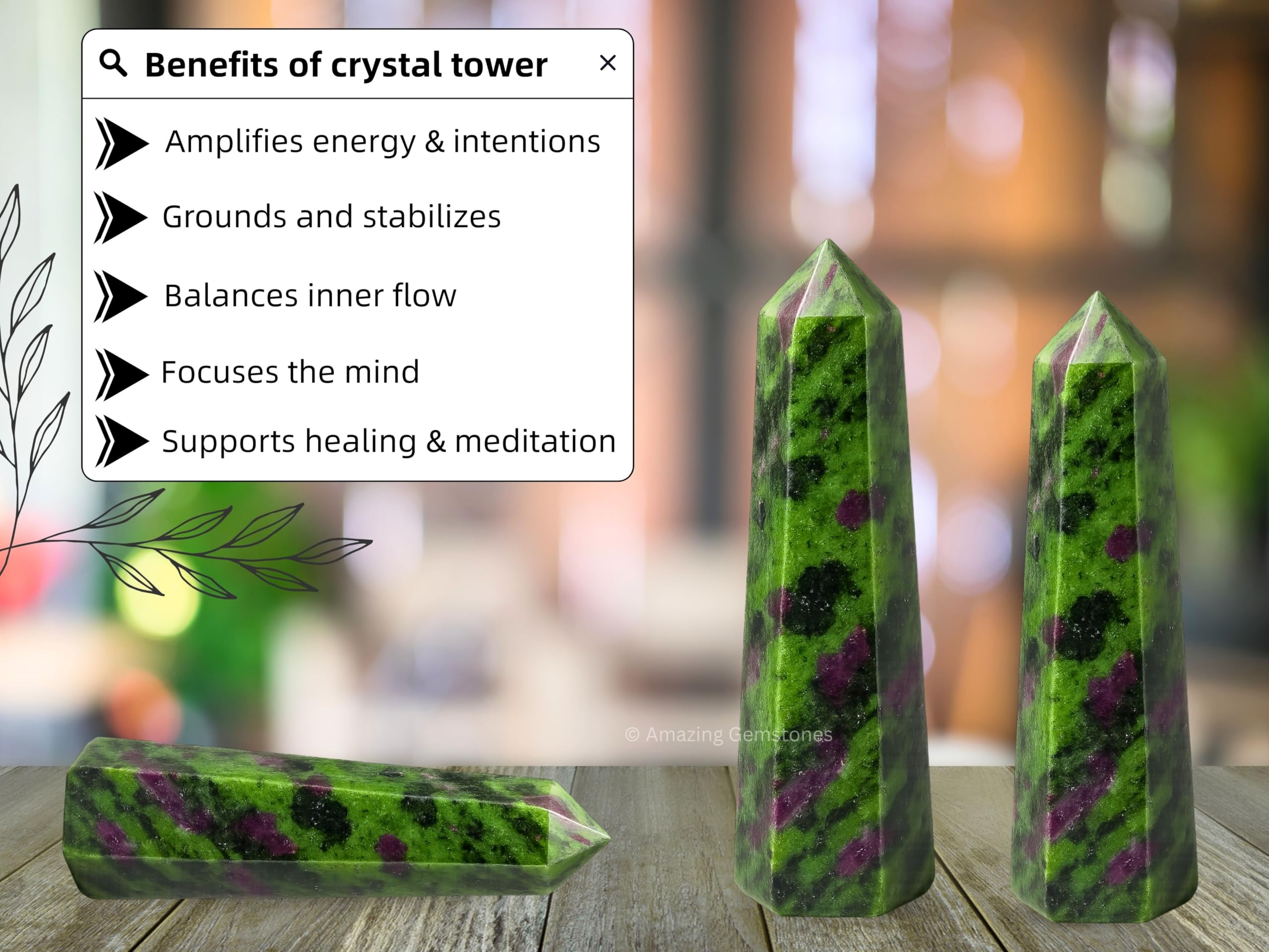 Amazing Gemstone Reiki rubis zoïsite, soutien pour pratiques énergétiques