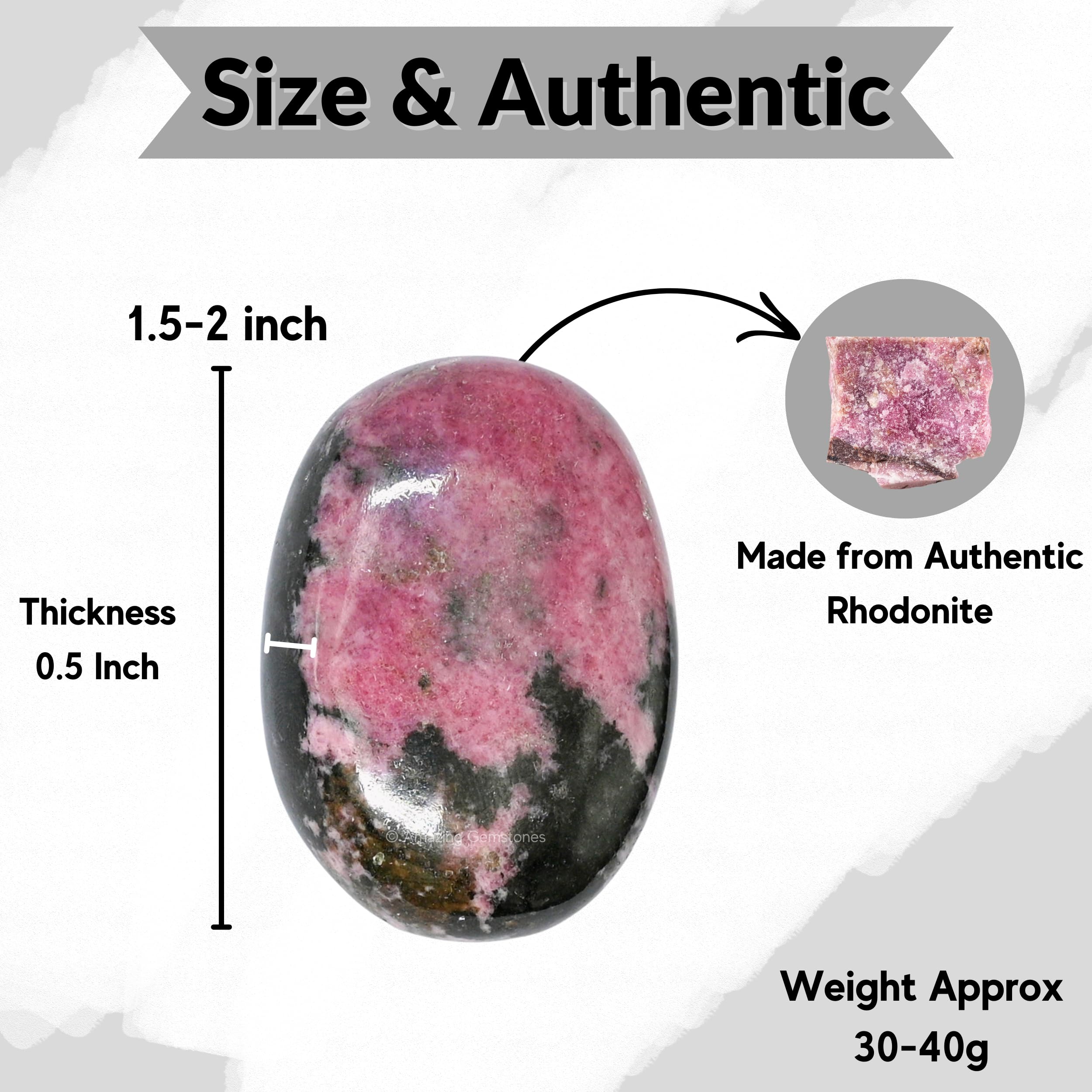 Amazing Gemstone Rhodonite – pierre-paume, utilisée comme élément décoratif élégant et apaisant.