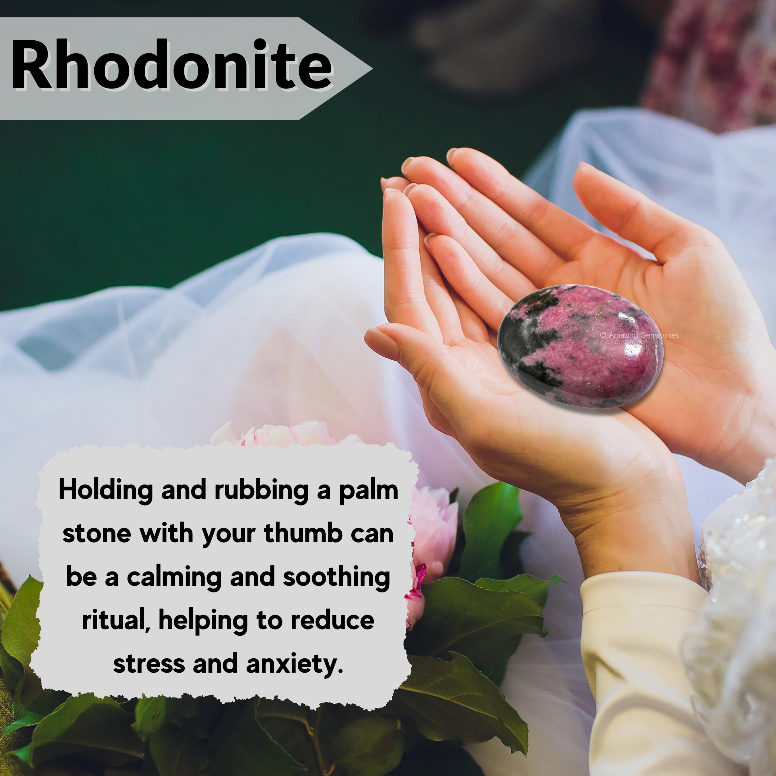 Amazing Gemstone Rhodonite – pierre-paume artisanale, alliant beauté et bien-être potentiel.