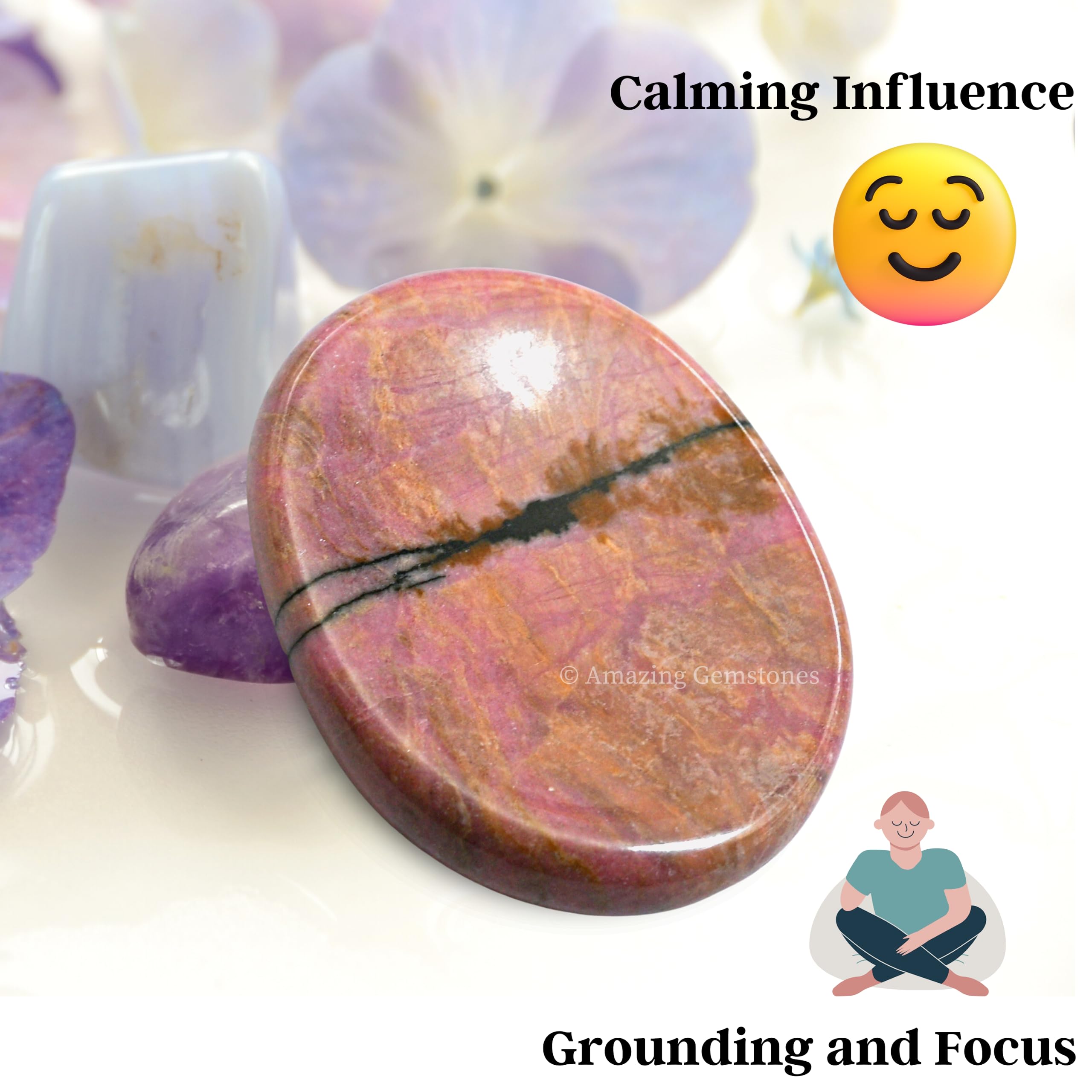 Amazing Gemstone Rhodonite – plateau de pierres pour une ambiance zen.