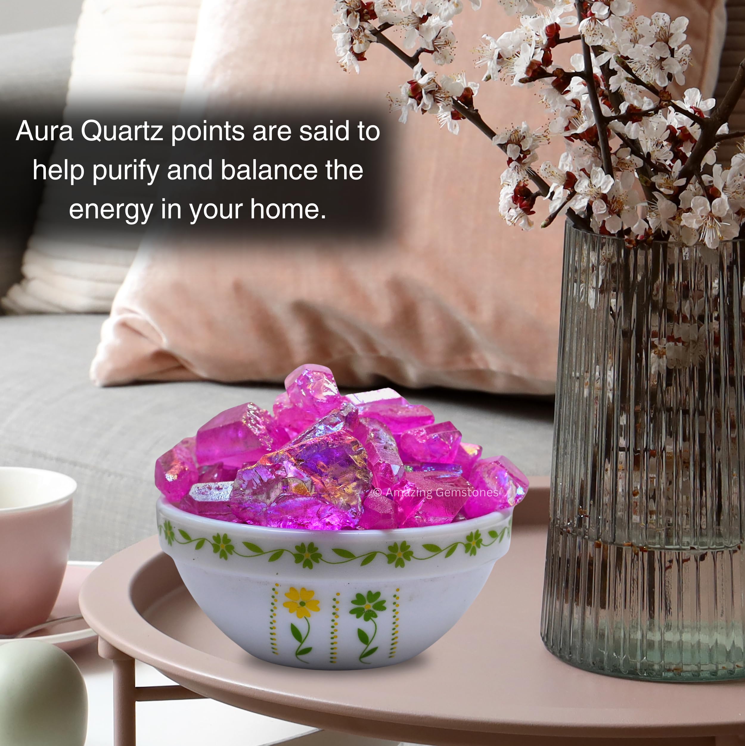 Pointe Rose Aura Quartz prête à offrir, cadeau unique et symbolique